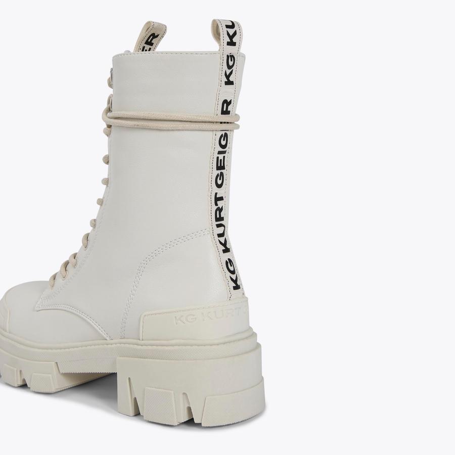 TREKKER LACE UP White Lace Up Chunky Boots by KG KURT GEIGER