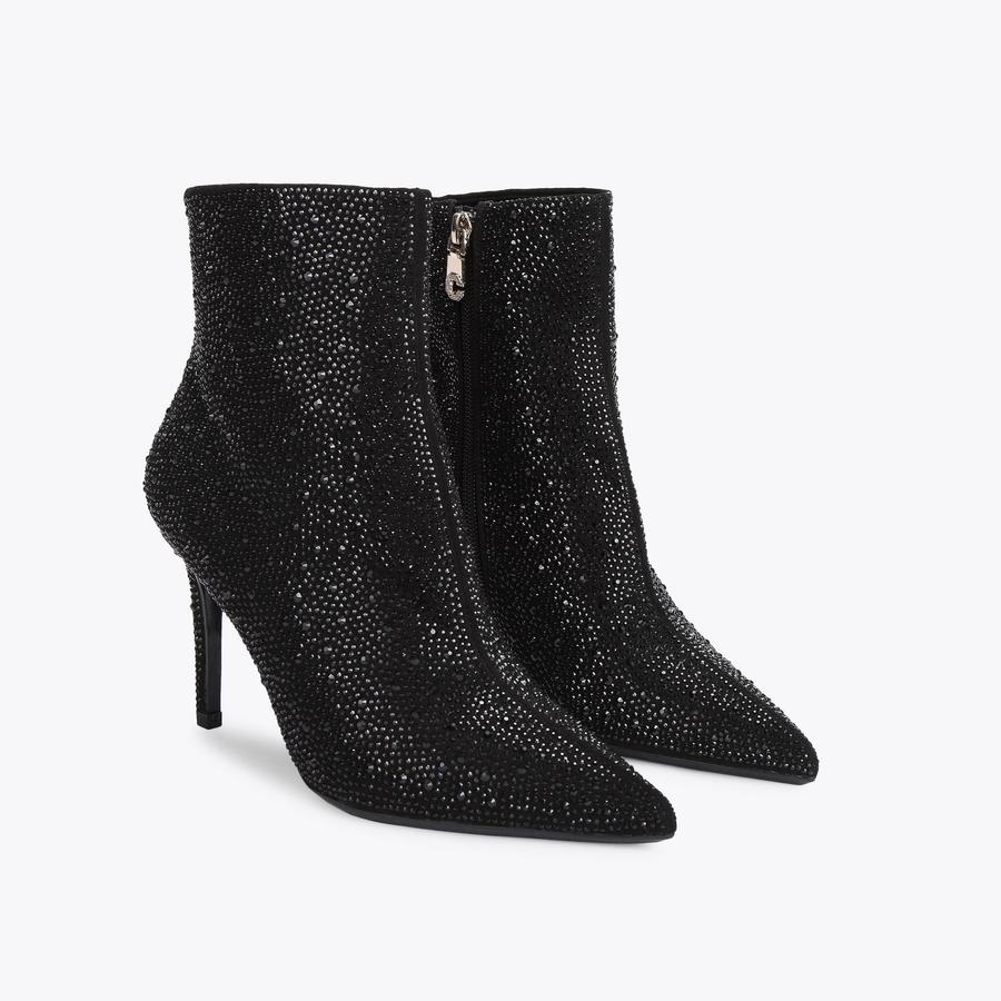 LOVEBIRD BOOTIE Black Jewel Embellished Heeled Boot by CARVELA