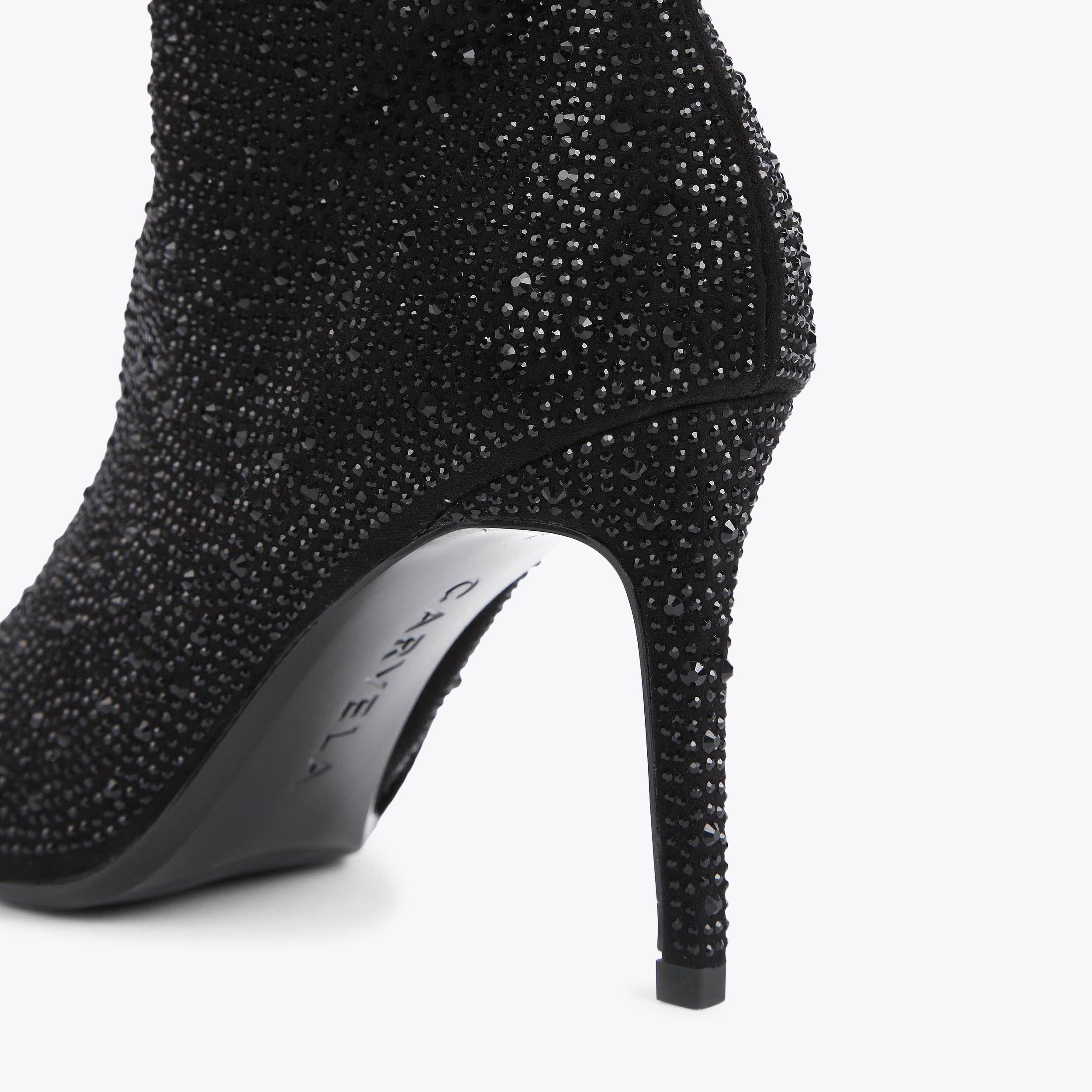 LOVEBIRD BOOTIE Black Jewel Embellished Heeled Boot by CARVELA