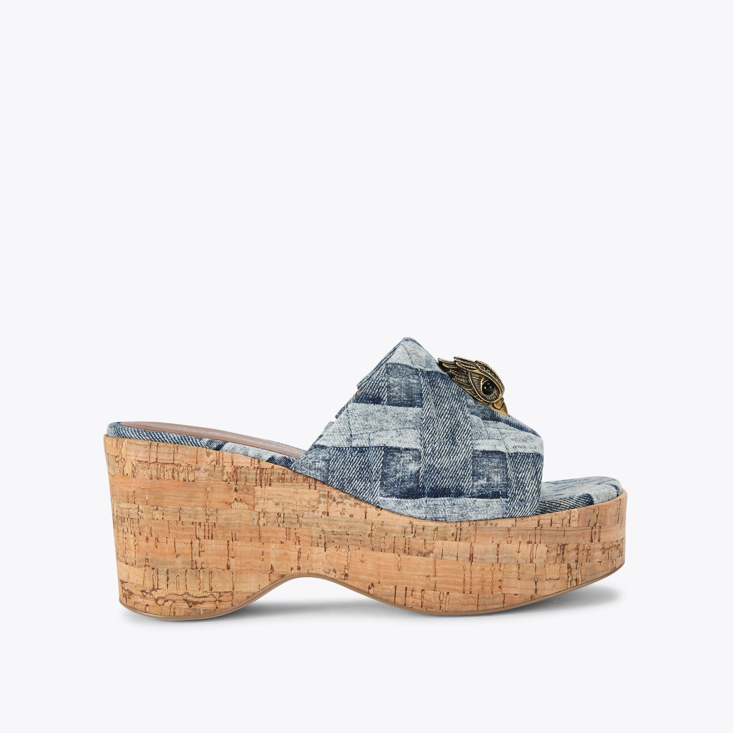 KENSINGTON WEDGE MULE Denim Wedge Heels by KURT GEIGER LONDON