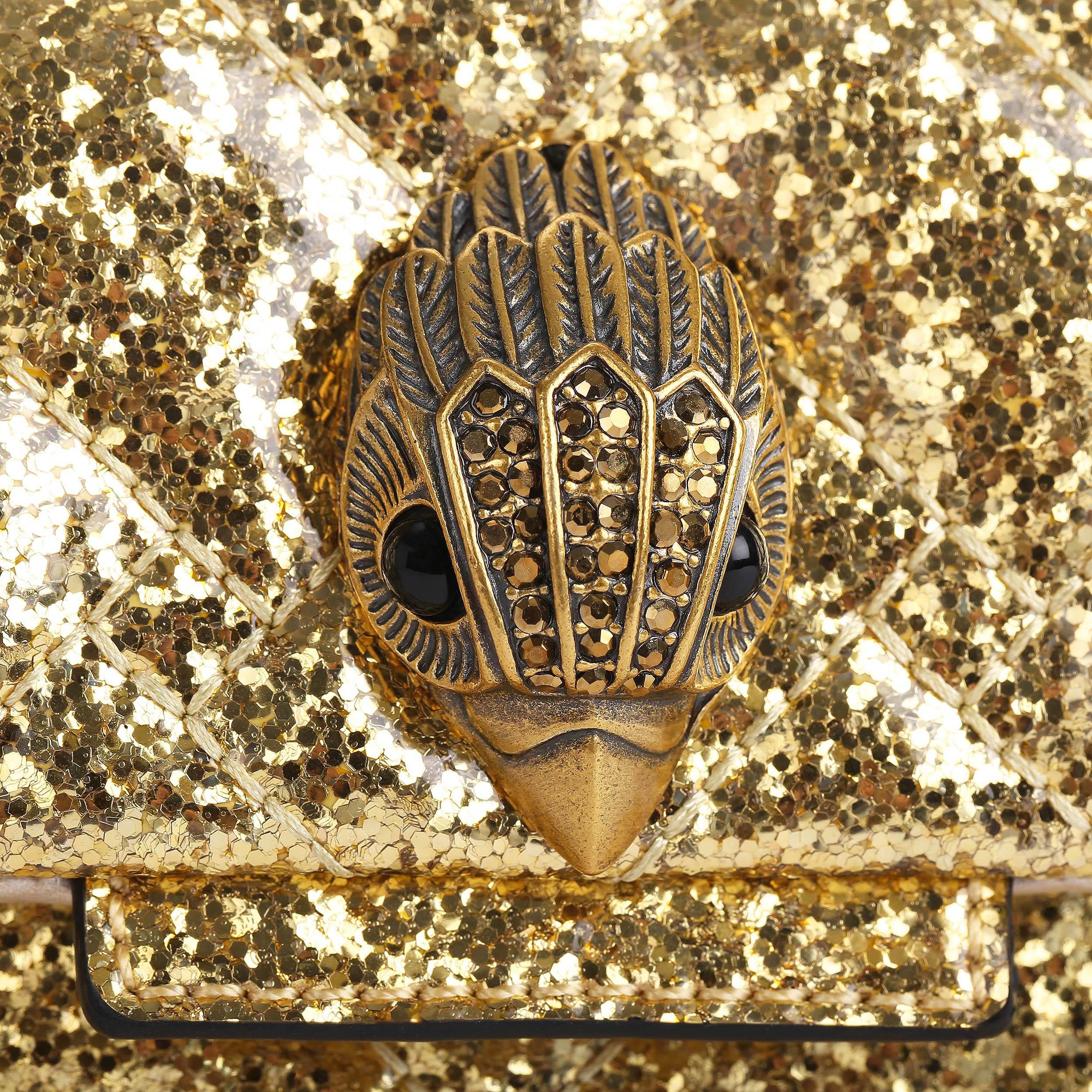 GLITTER MINI KENSINGTON Gold Glitter Mini Cross Body Bag by KURT GEIGER LONDON