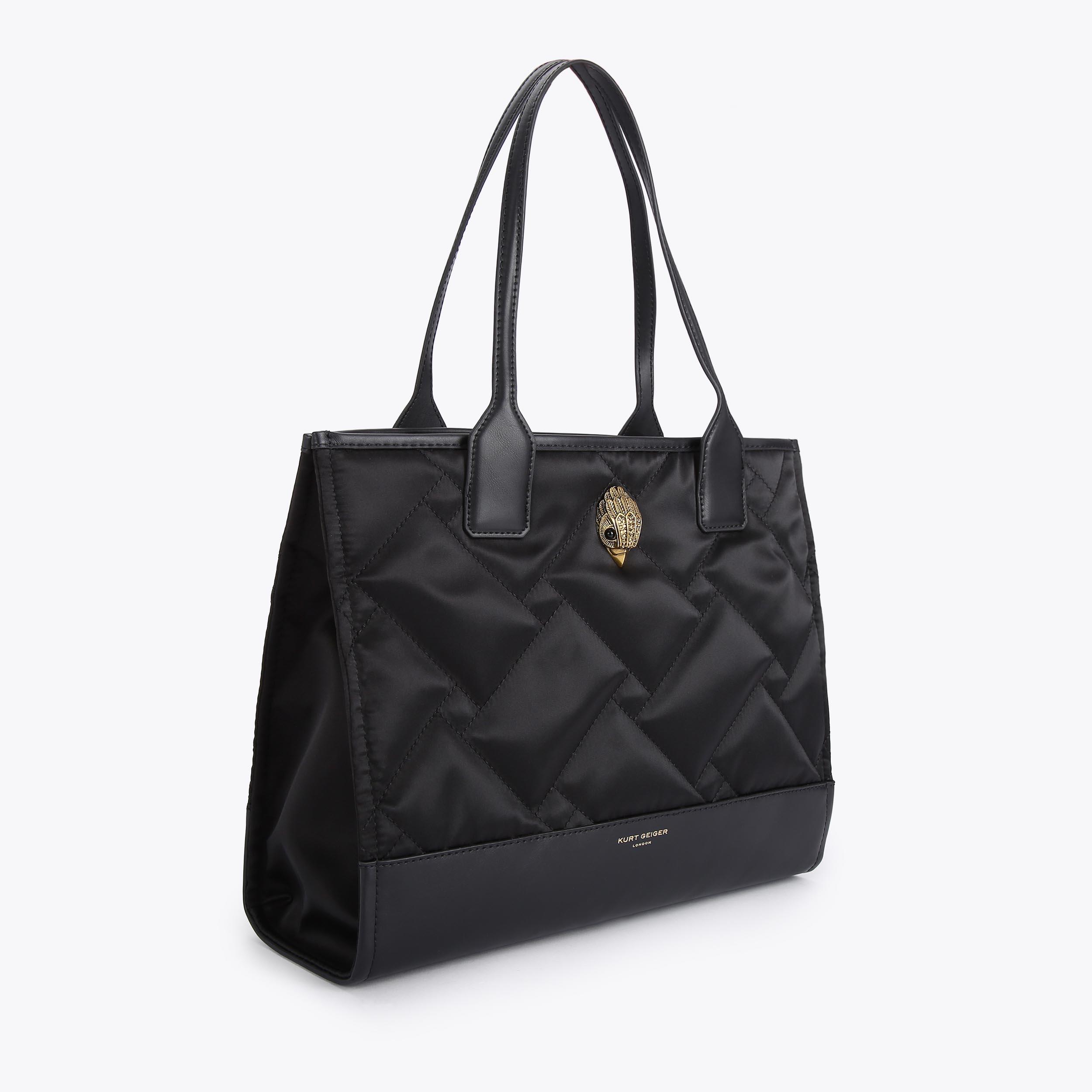 RECYCLED SQ SM SHOPPER Small Black Quilted Recycled Shopper Bag by KURT