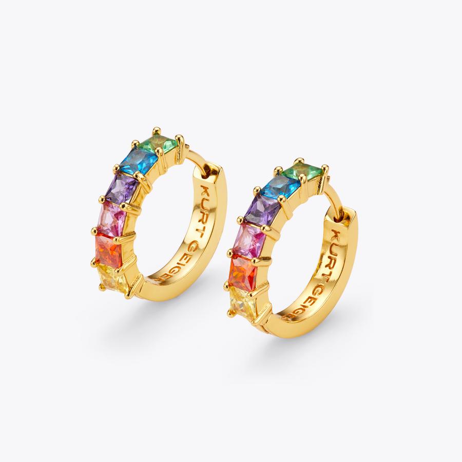 Rainbow earrings hoops clearance