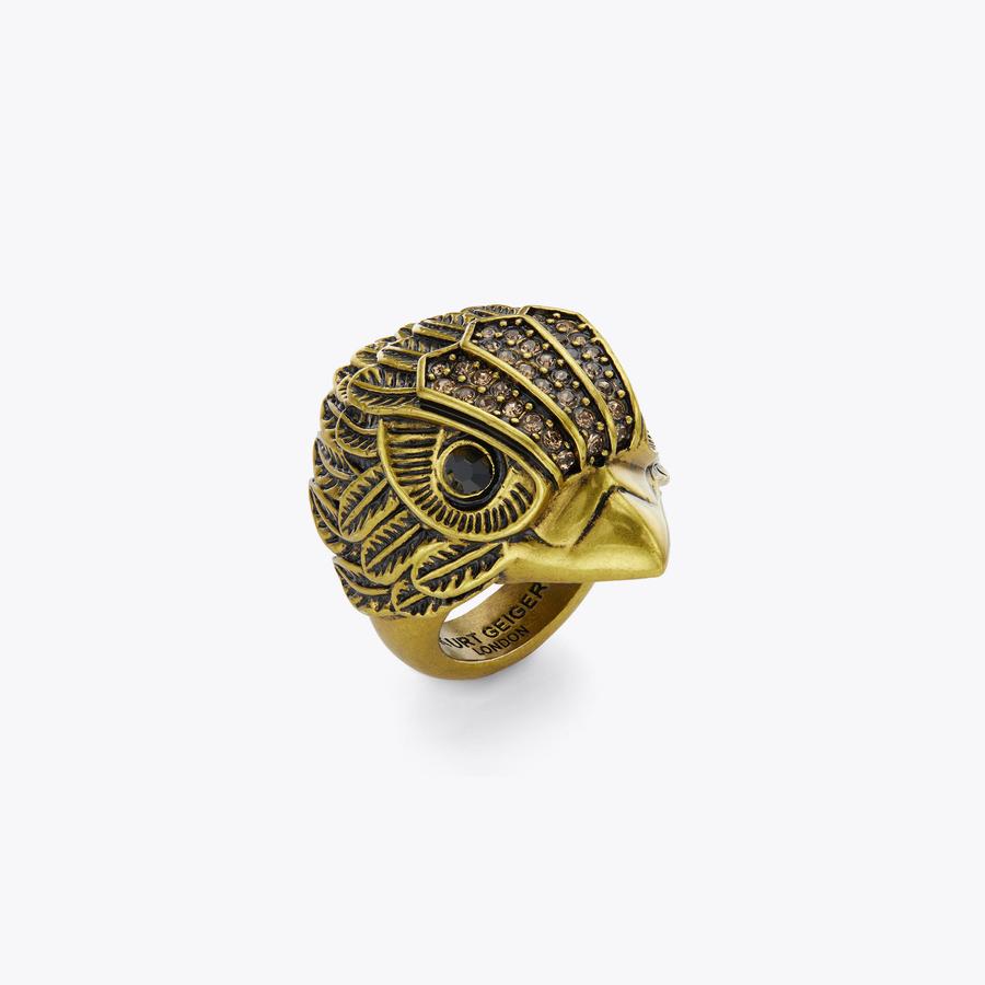 EAGLE XL CHUNKY RING Gold Eagle Head Chunky Ring by KURT GEIGER LONDON