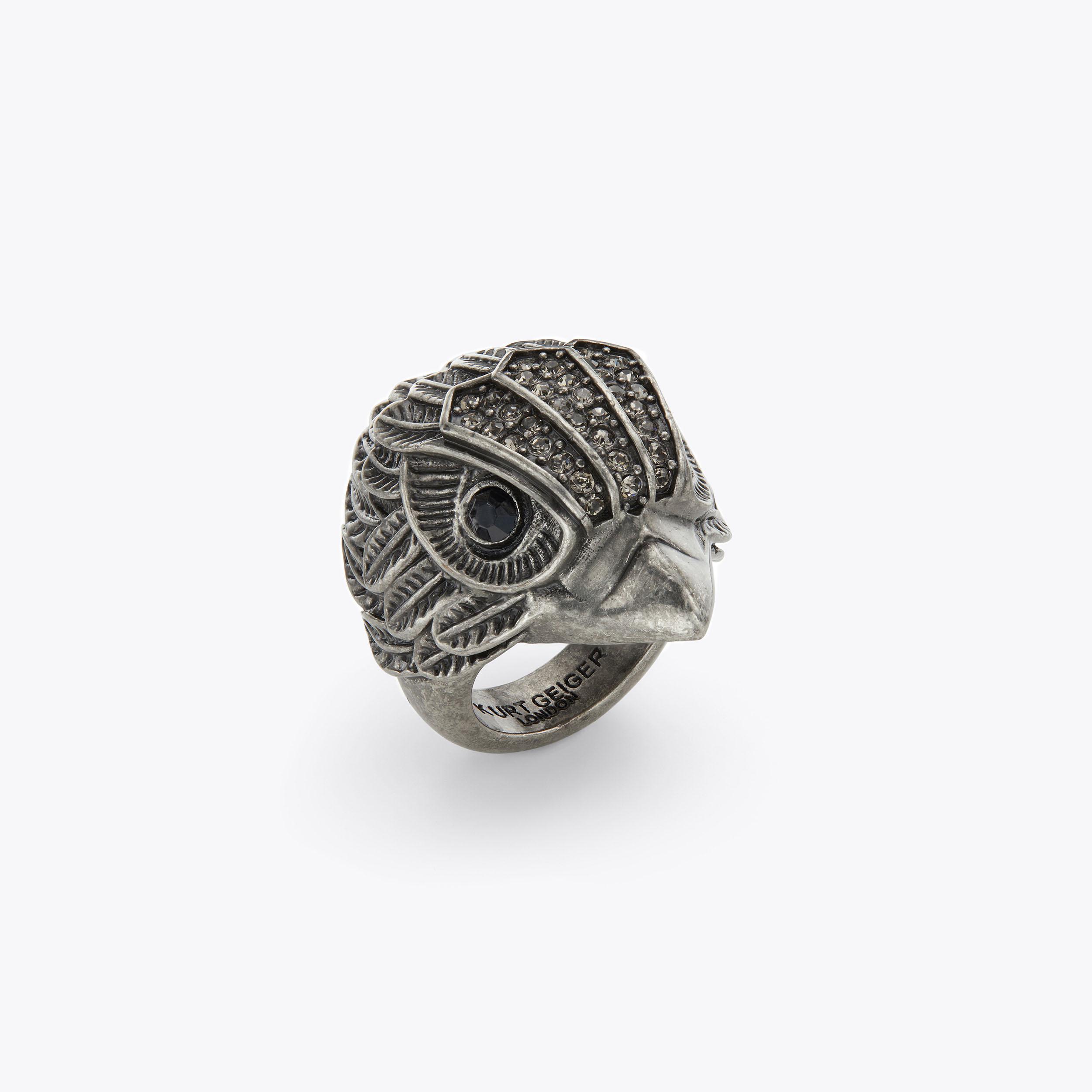 EAGLE XL CHUNKY RING Gunmetal Eagle Head Chunky Ring by KURT GEIGER LONDON