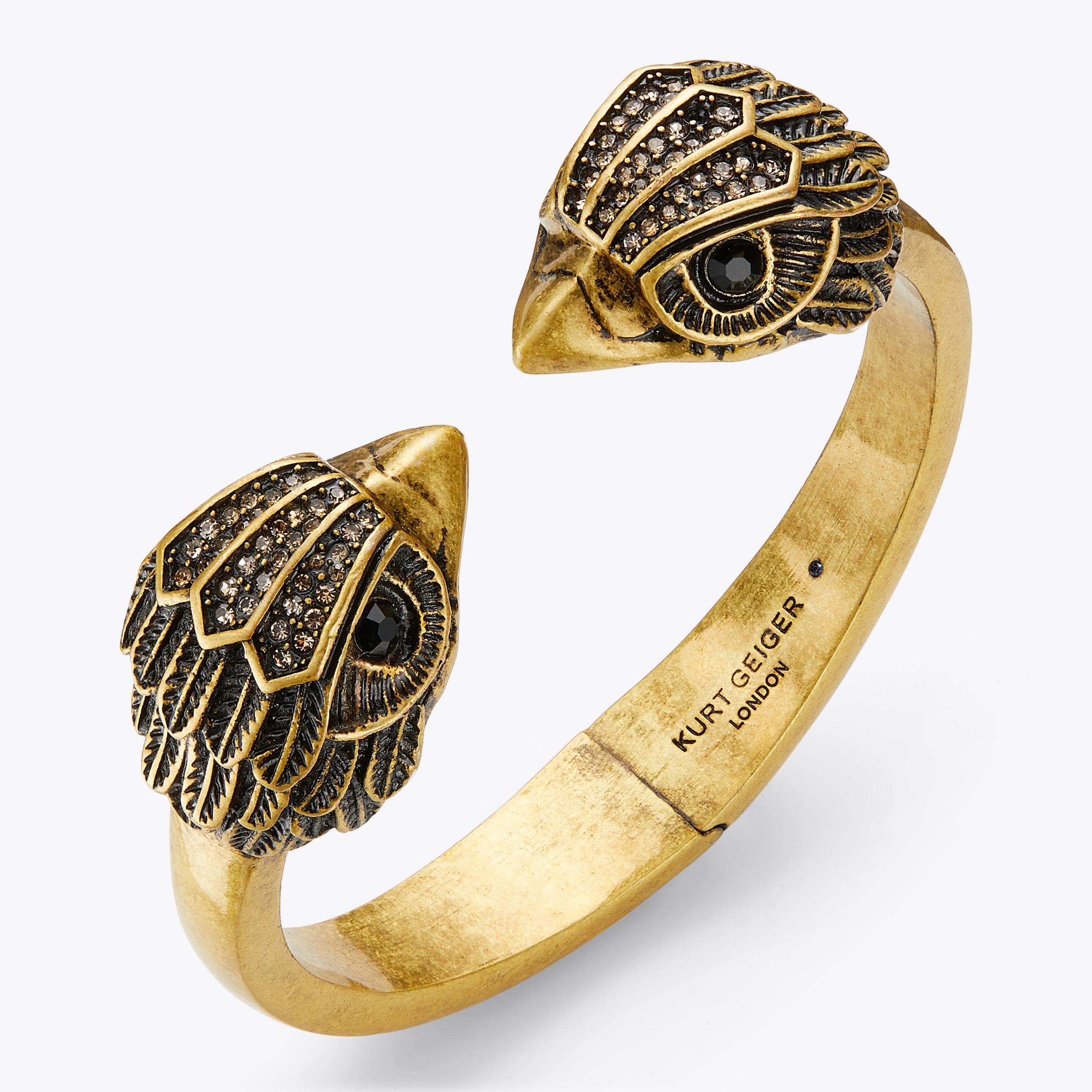EAGLE XL HINGED BANGLE Gold Eagle Head Bangle by KURT GEIGER LONDON