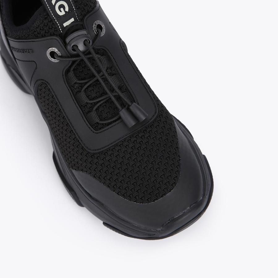 LEIGHTON Black Rubber Lace Up Toggle Sneakers by KG KURT GEIGER