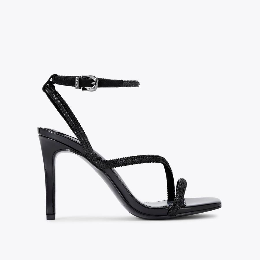 PAPARAZZI Black Metallic Strappy Heels by CARVELA