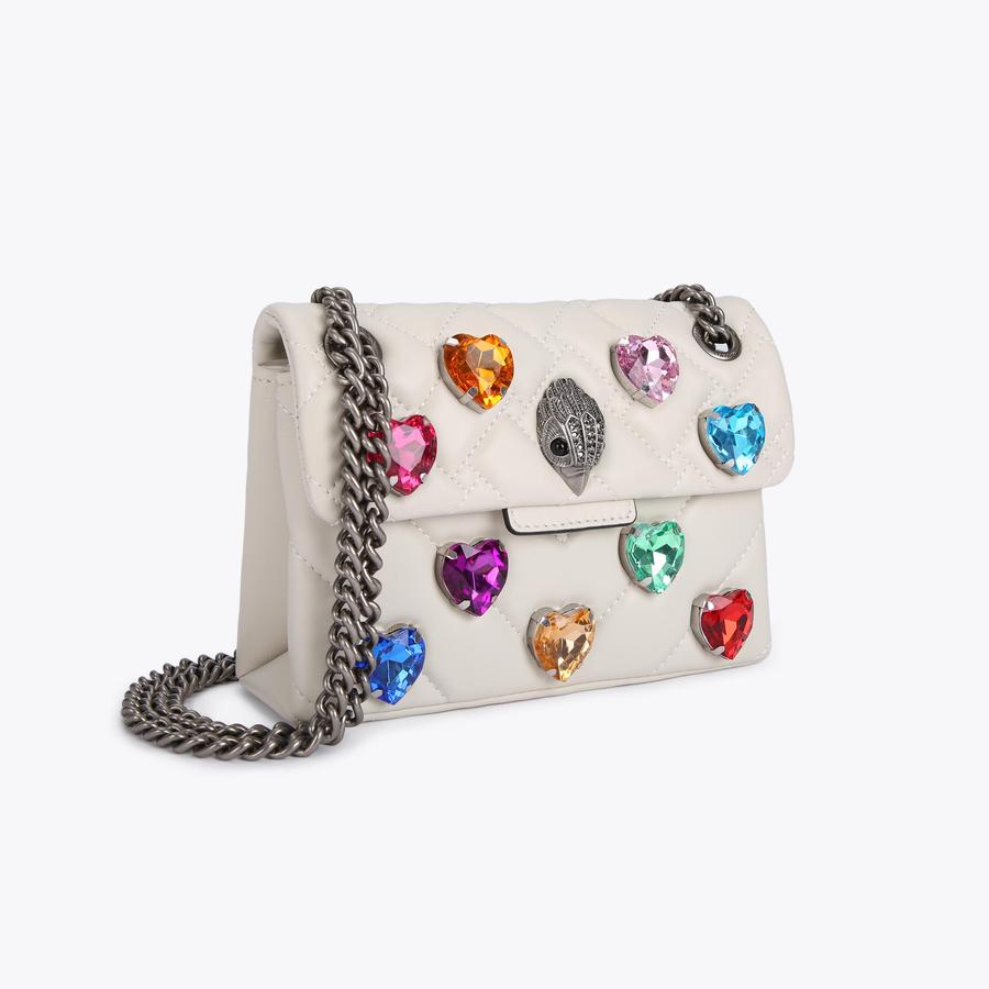 MINI KENSINGTON LOVE BAG Rainbow Heart Gem Leather Cross Body Bag by KURT GEIGER LONDON