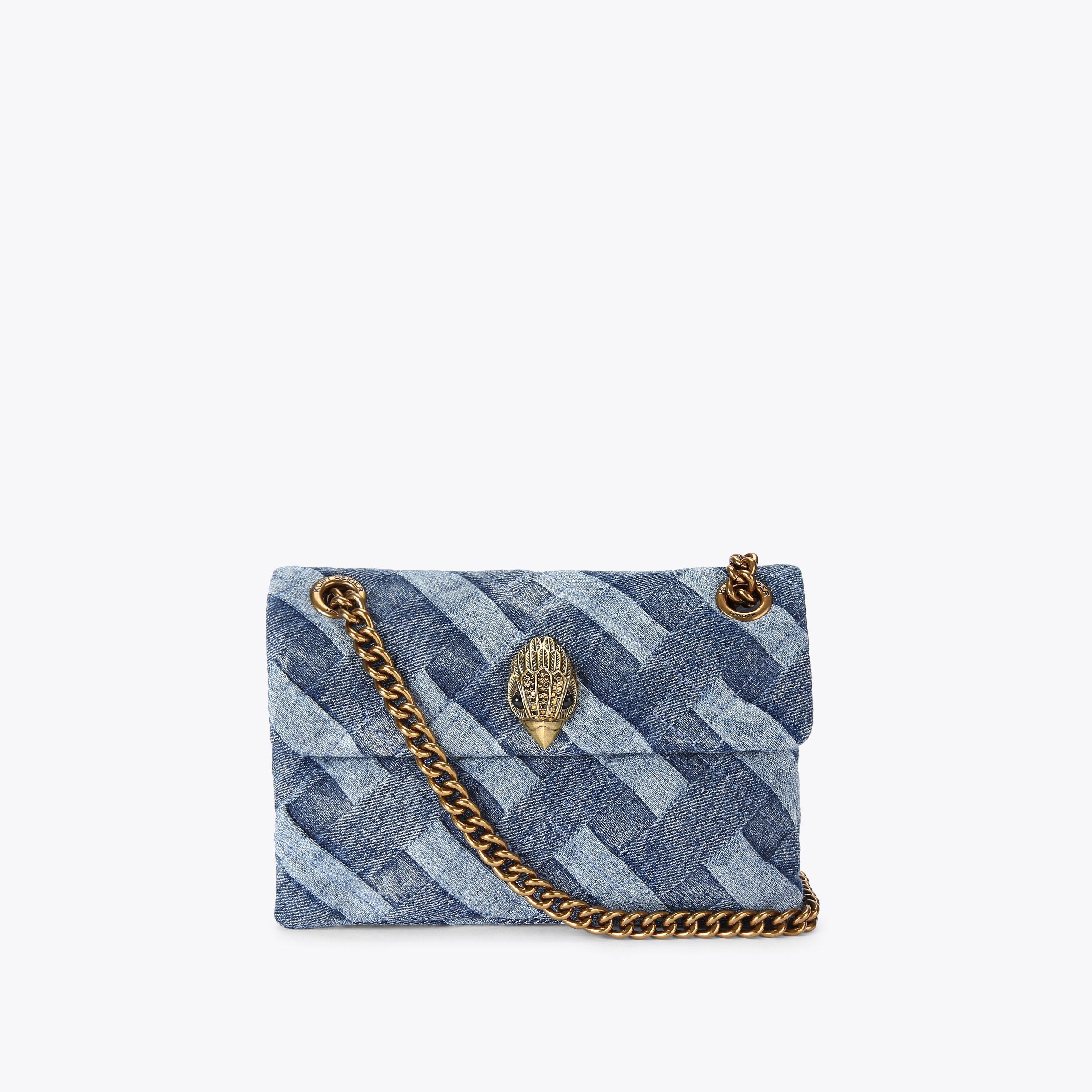 MINI KENSINGTON SOFT BAG Denim Woven Cross Body Bag by KURT GEIGER