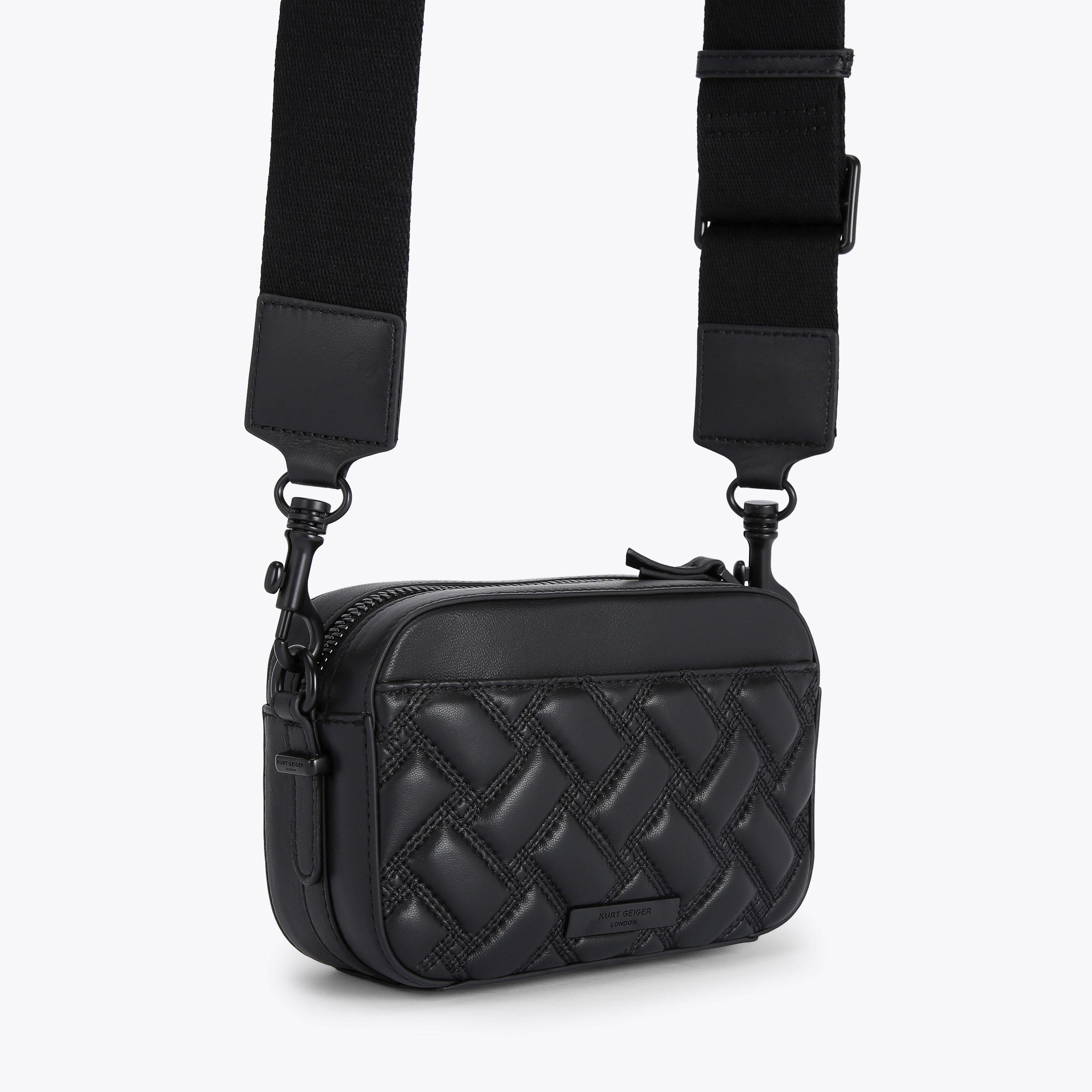 Black leather camera bag crossbody best sale