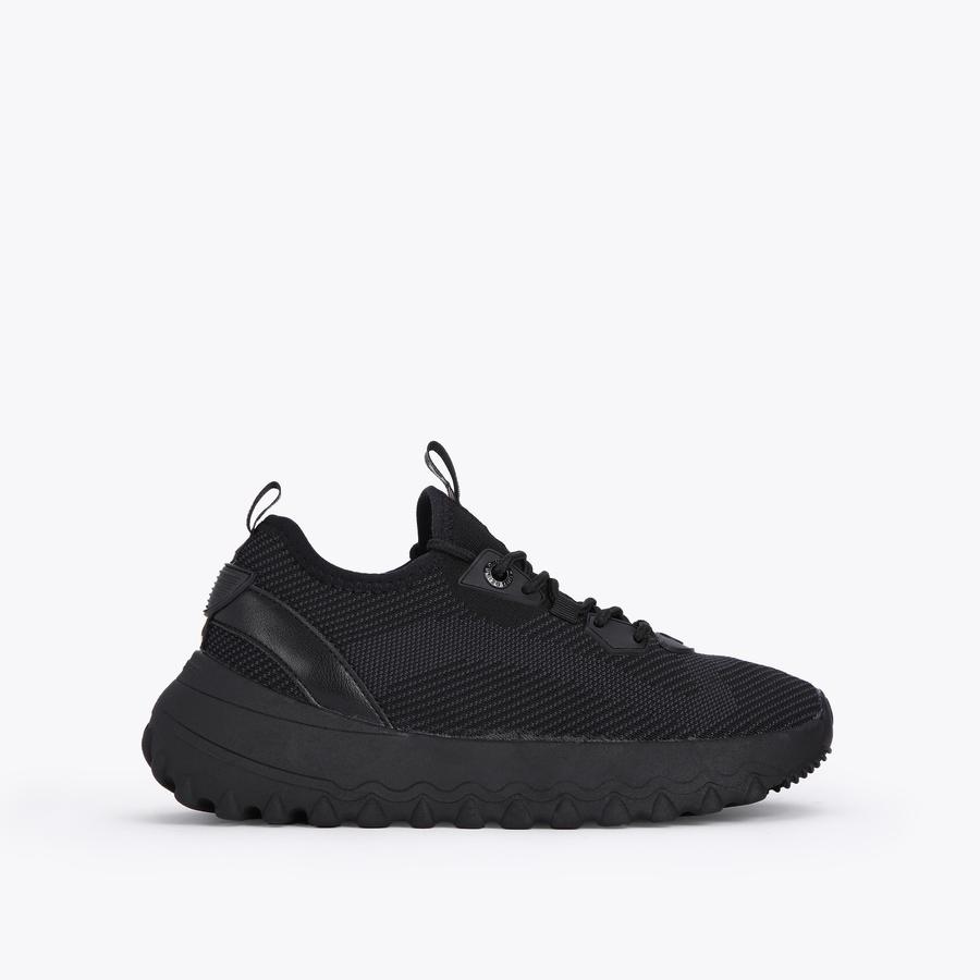 LOWELL KNIT Black Fabric Lace Up Sneakers by KG KURT GEIGER