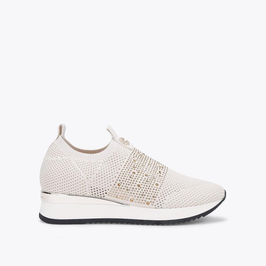 JANEIRO Bone Knitted Slip On Jewelled Trainers by CARVELA