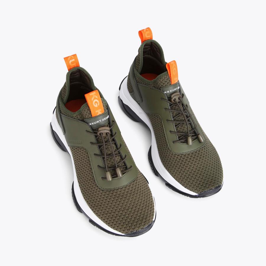 WICKED Khaki Mesh Toggle Tie Sneakers by KG KURT GEIGER