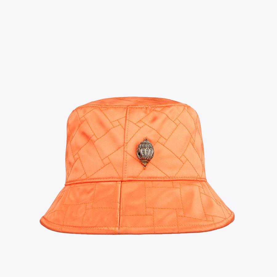 KENSINGTON BUCKET HAT Orange Quilted Bucket Hat by KURT GEIGER LONDON