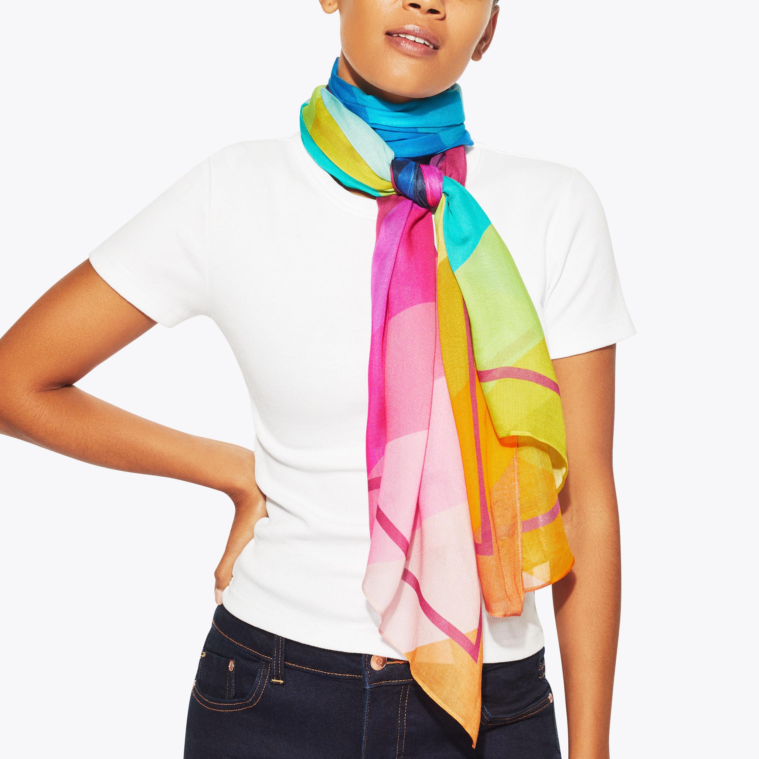 PRINTED SCARF Rainbow Stripe Scarf by KURT GEIGER LONDON