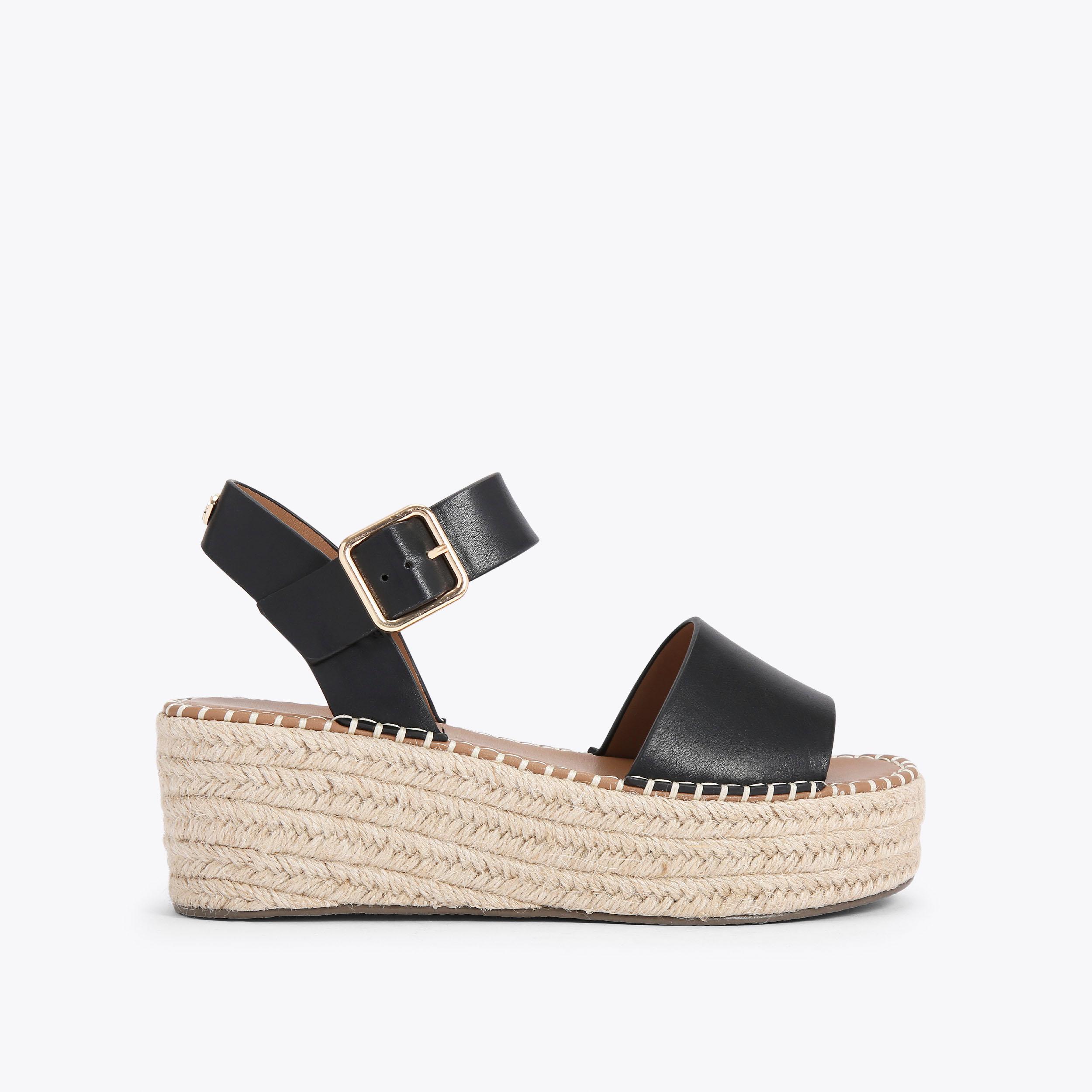 PIA Black Espadrille Platform Sandals by KG KURT GEIGER