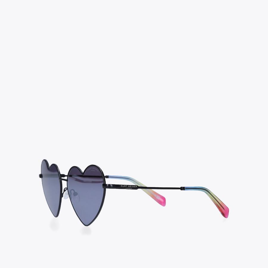 METAL HEART SUNGLASSES Black Metal Heart Shaped Sunglasses by KURT