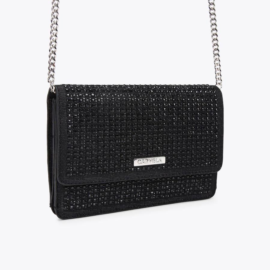 KIANNI CLUTCH Black Jewelled Clutch Bag by CARVELA