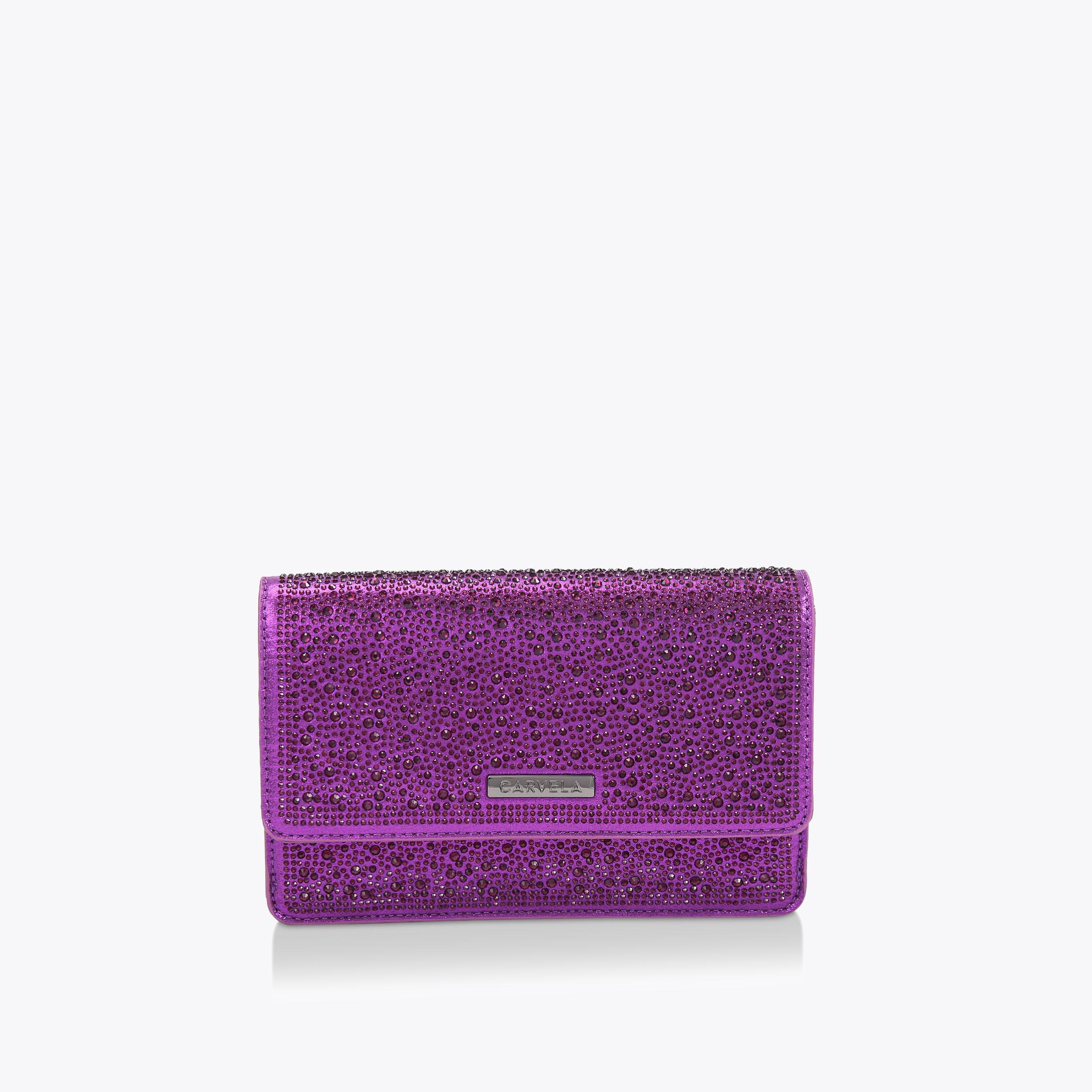 KIANNI CLUTCH Purple Jewelled Clutch Bag by CARVELA