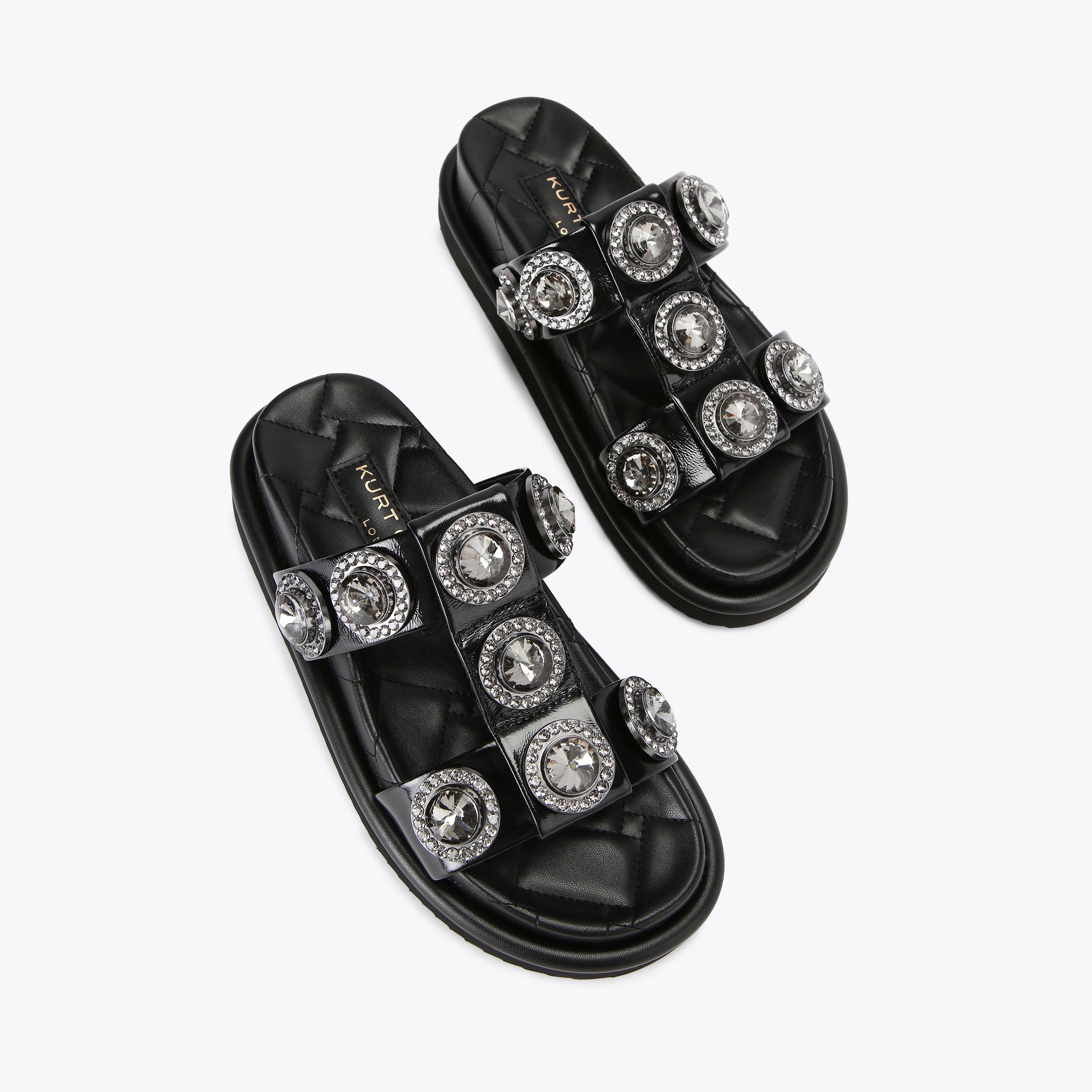 ORSON CRYSTAL SANDAL Black Patent Sandals by KURT GEIGER LONDON