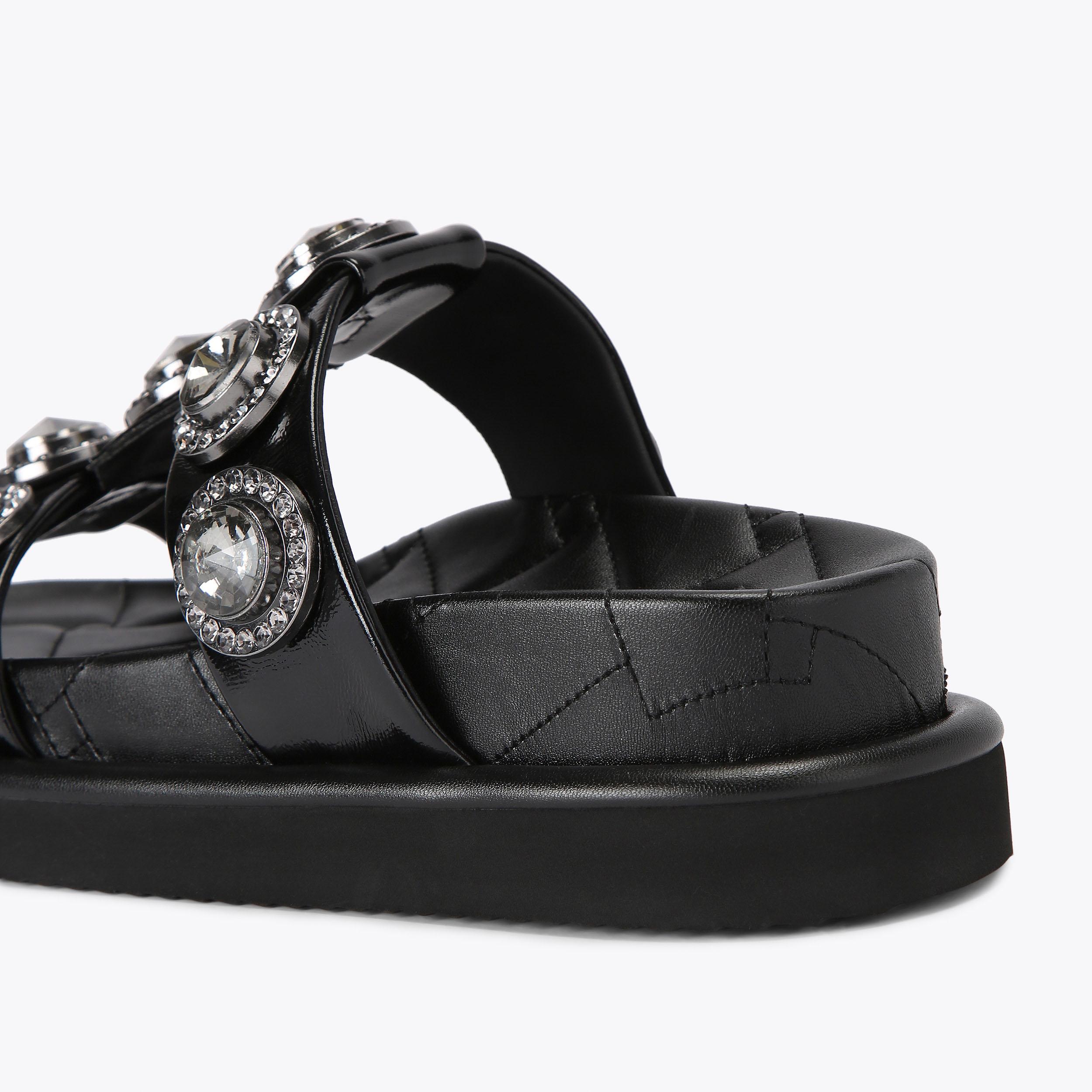 ORSON CRYSTAL SANDAL Black Patent Sandals by KURT GEIGER LONDON