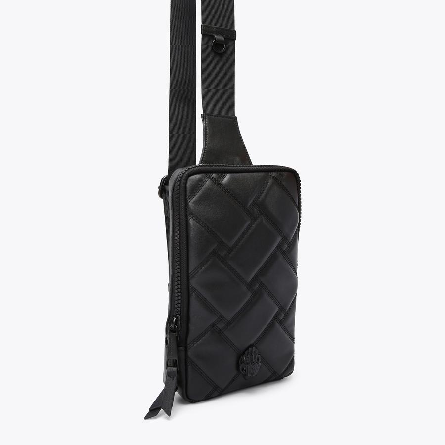KENSINGTON M BODY Black Quilted Leather Cross Body Bag by KURT