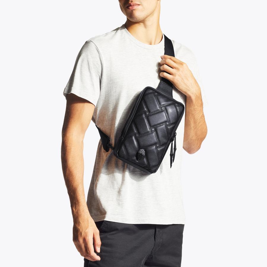 KENSINGTON M BODY Black Quilted Leather Cross Body Bag by KURT
