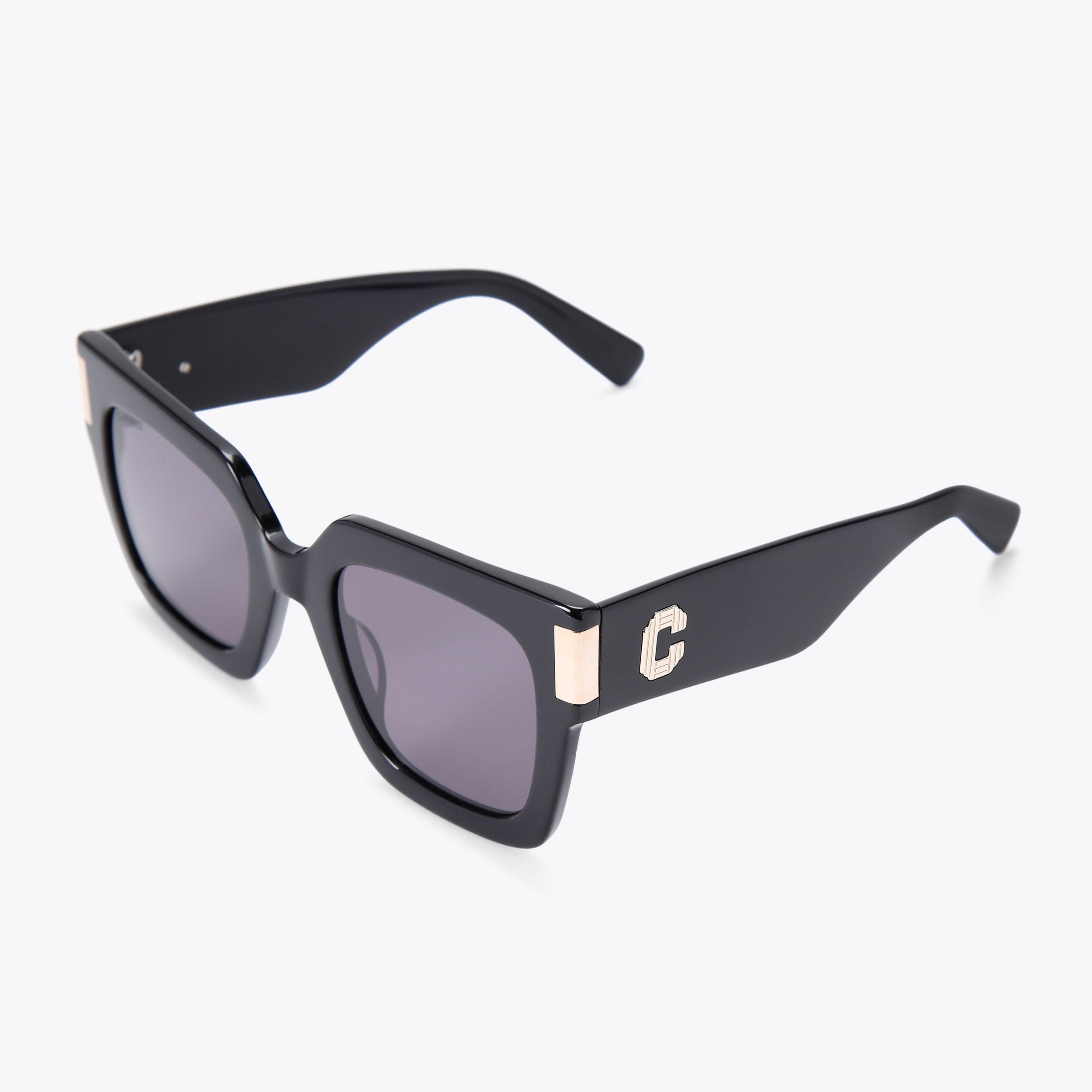 C SUNGLASSES Black Handmade Acetate Square Sunglasses by CARVELA