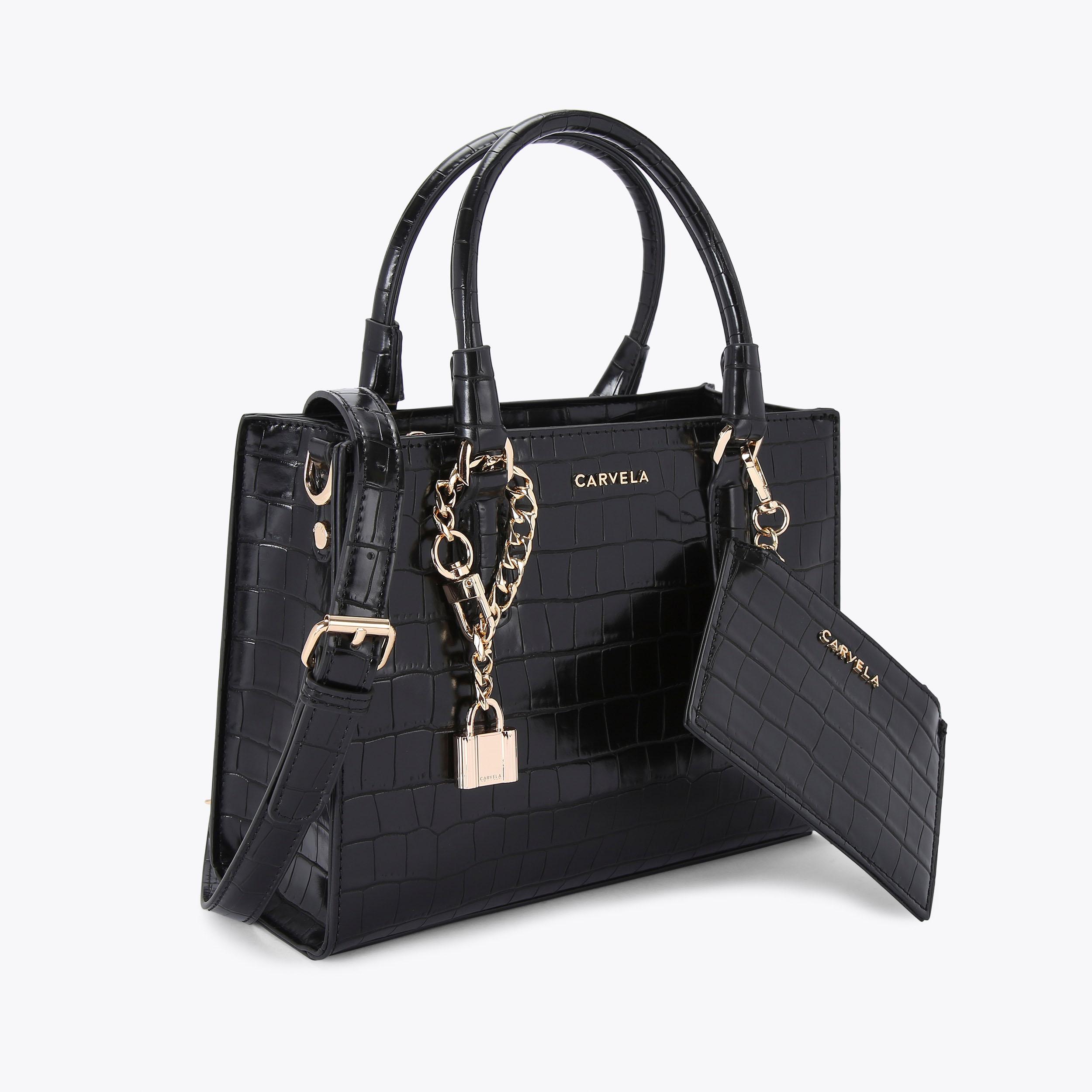 Carvela black croc outlet bag