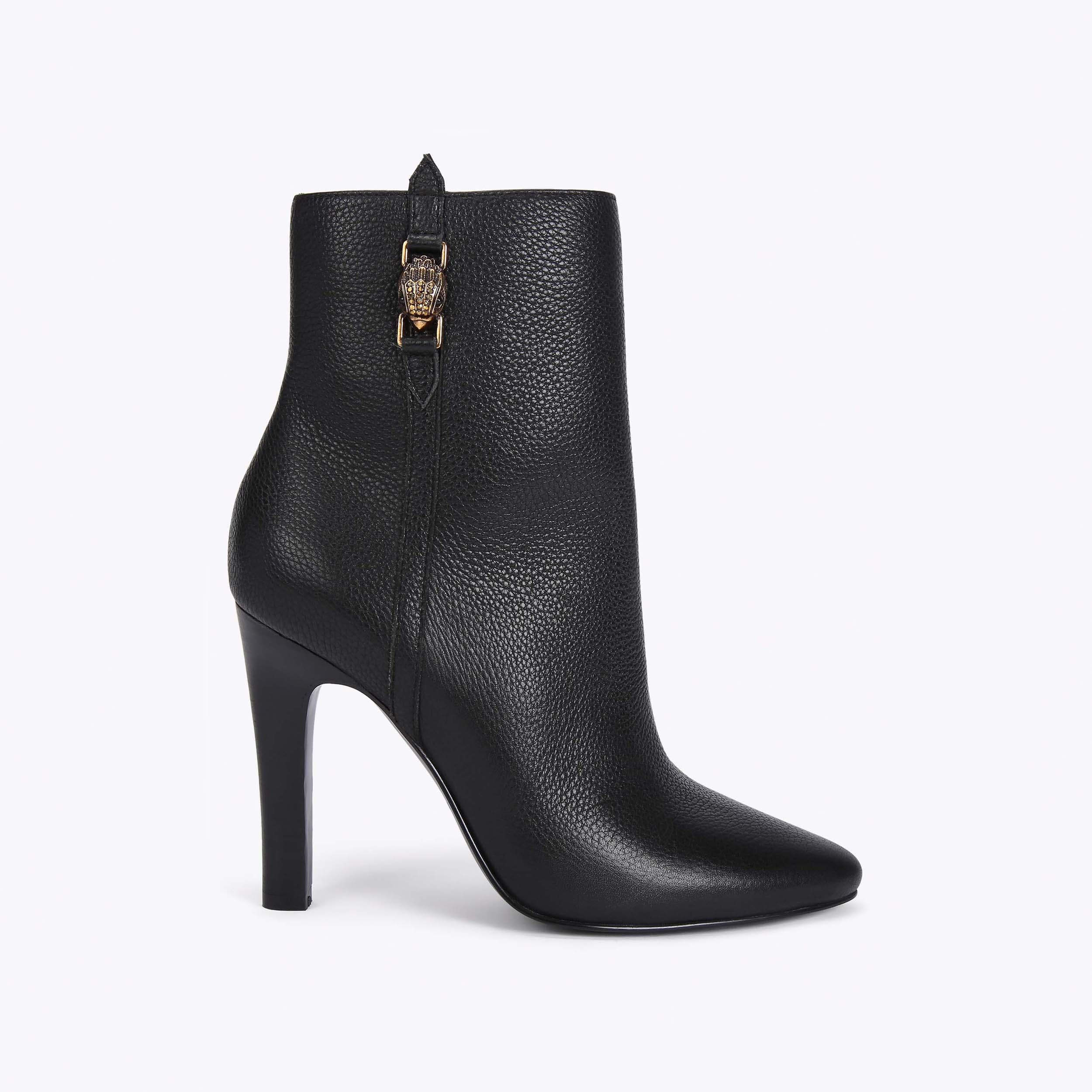 SHOREDITCH ANKLE BOOT Black Textured Leather Heeled Ankle Boots by KURT GEIGER LONDON