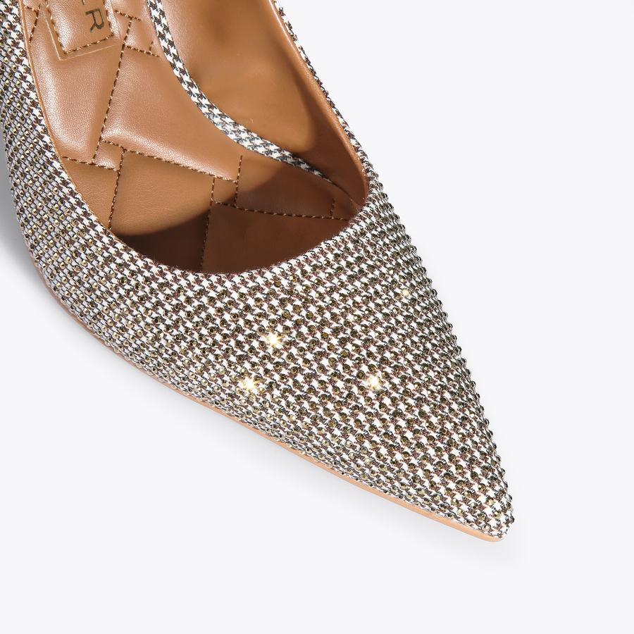 BELGRAVIA Gold Houndstooth Crystal Court Heel by KURT GEIGER LONDON