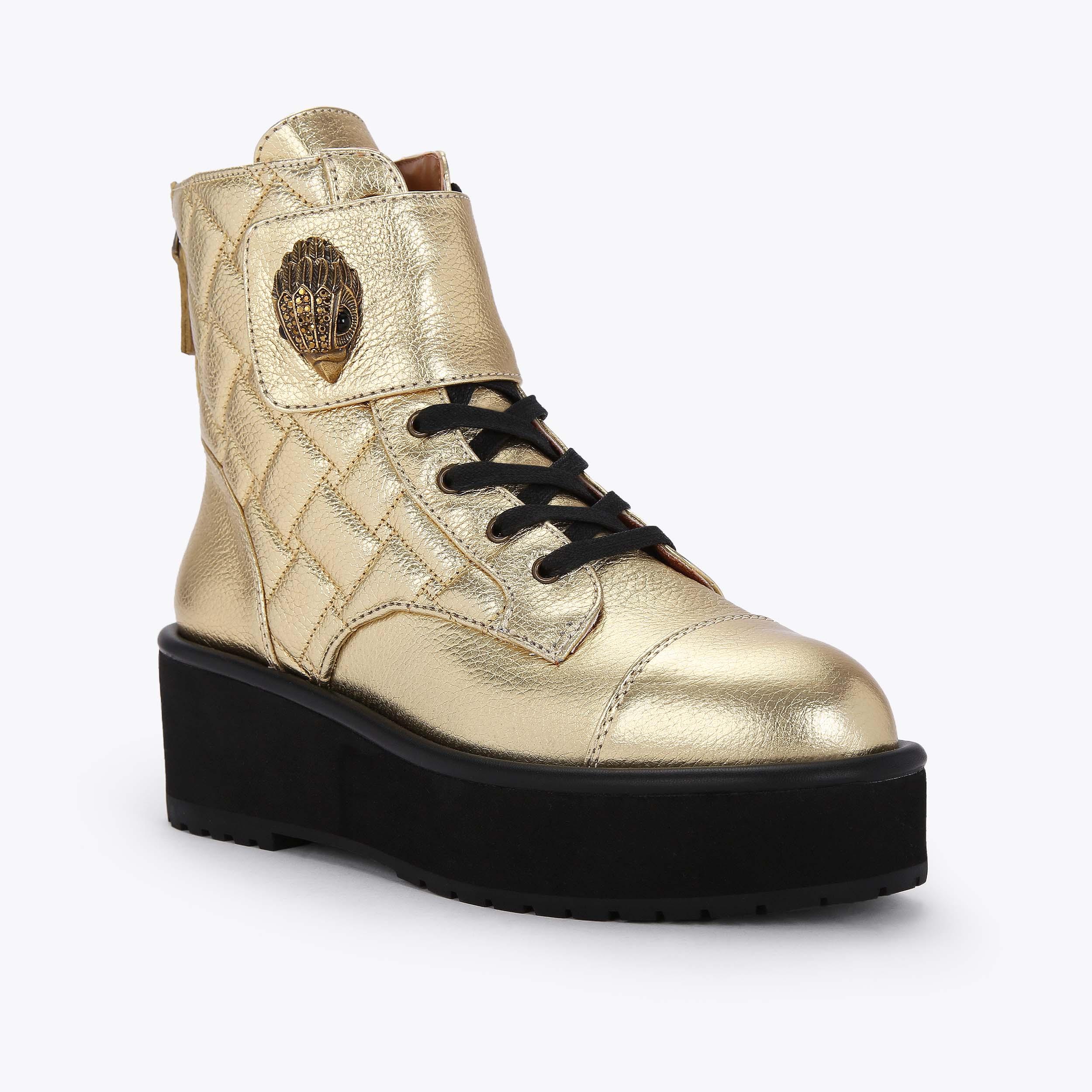 Gold lace up boots online