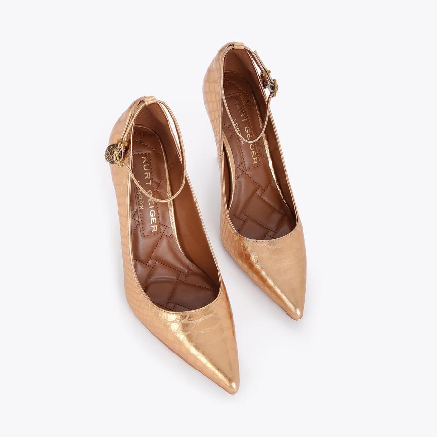 SHOREDITCH STILETTO Snake Embossed Leather Stiletto Court Heels by KURT GEIGER LONDON