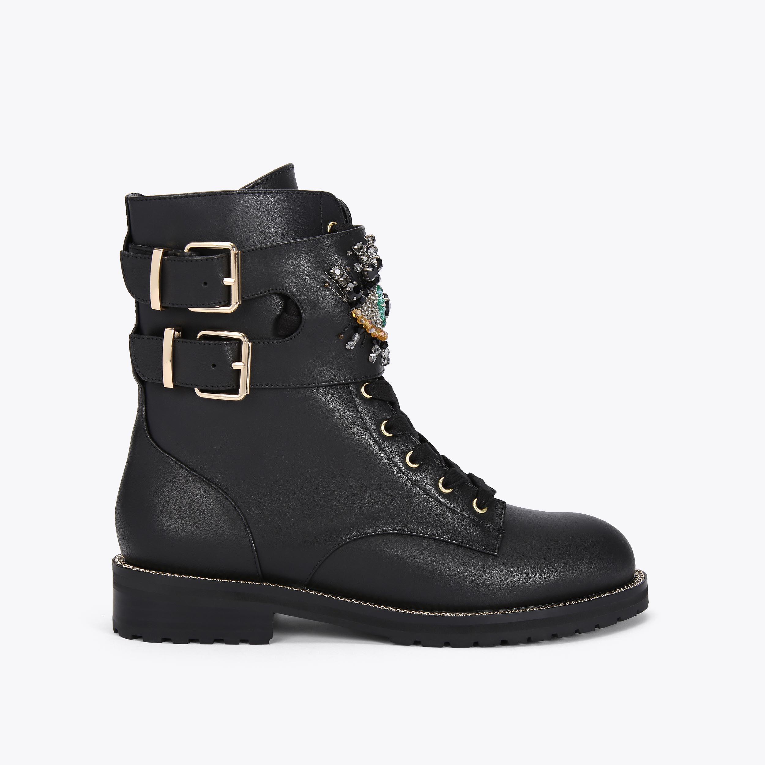 Black ankle biker boots uk on sale