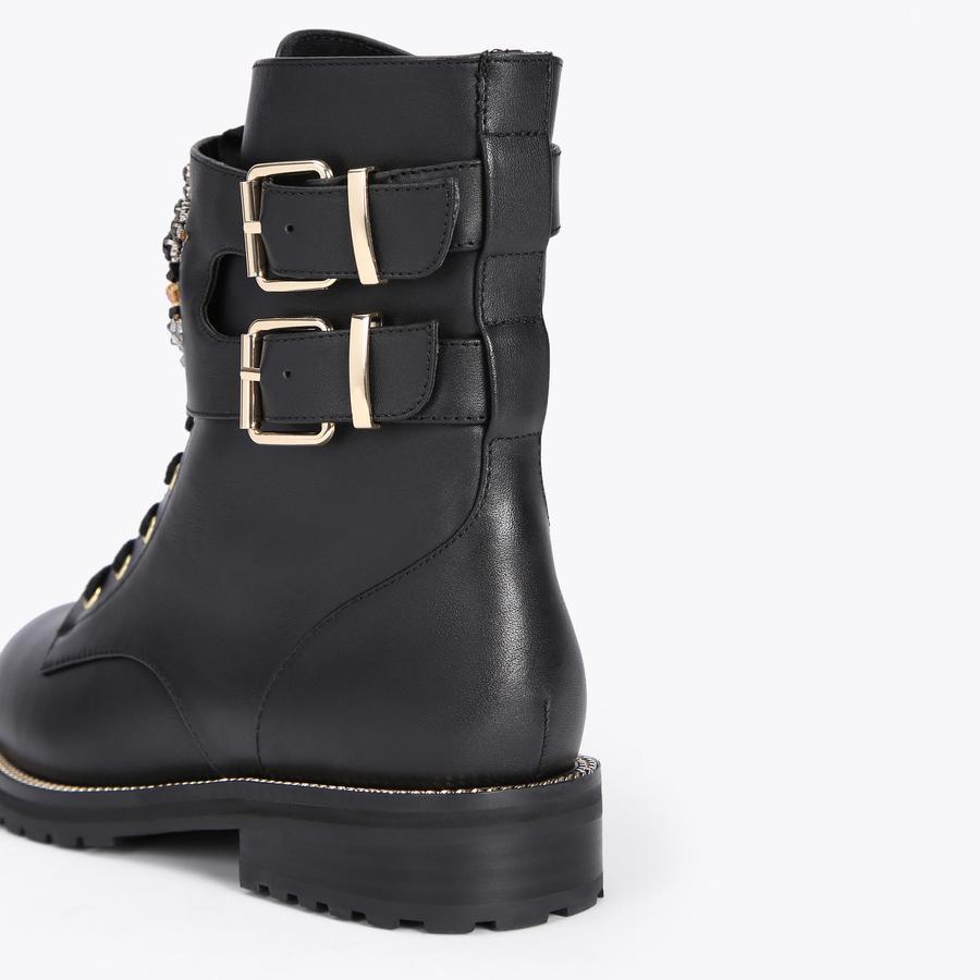 SUTTON EYE Black Leather Eye Motif Lace Up Ankle Boots by KURT GEIGER LONDON