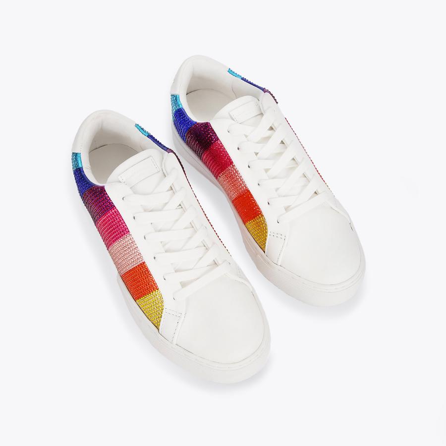 LANEY STRIPE CRYSTAL Rainbow Stripe Crystal Lace Up Sneakers by KURT GEIGER LONDON