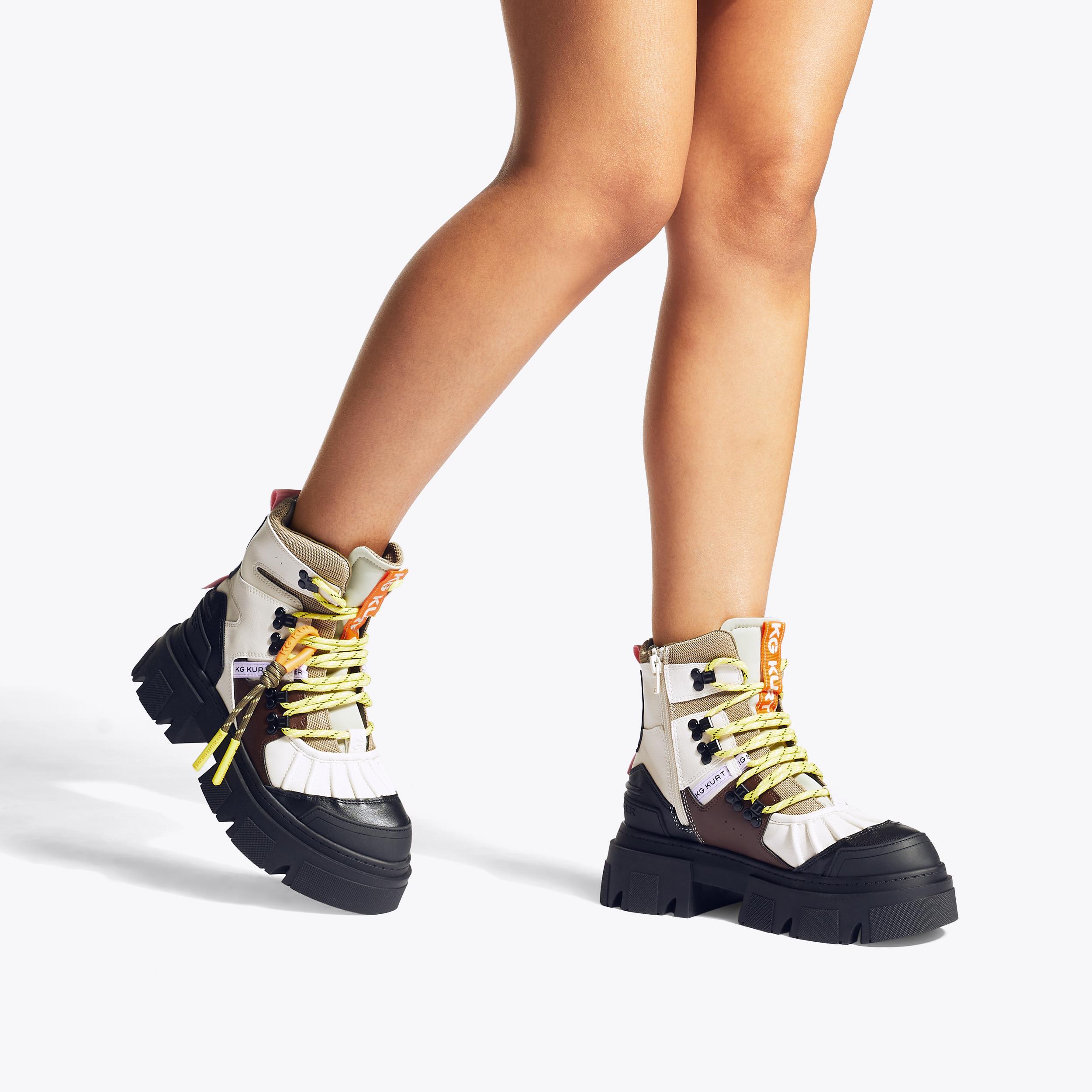 TREKKER PUMPED HIKER Bone Chunky Branded Ankle Boot by KG KURT GEIGER