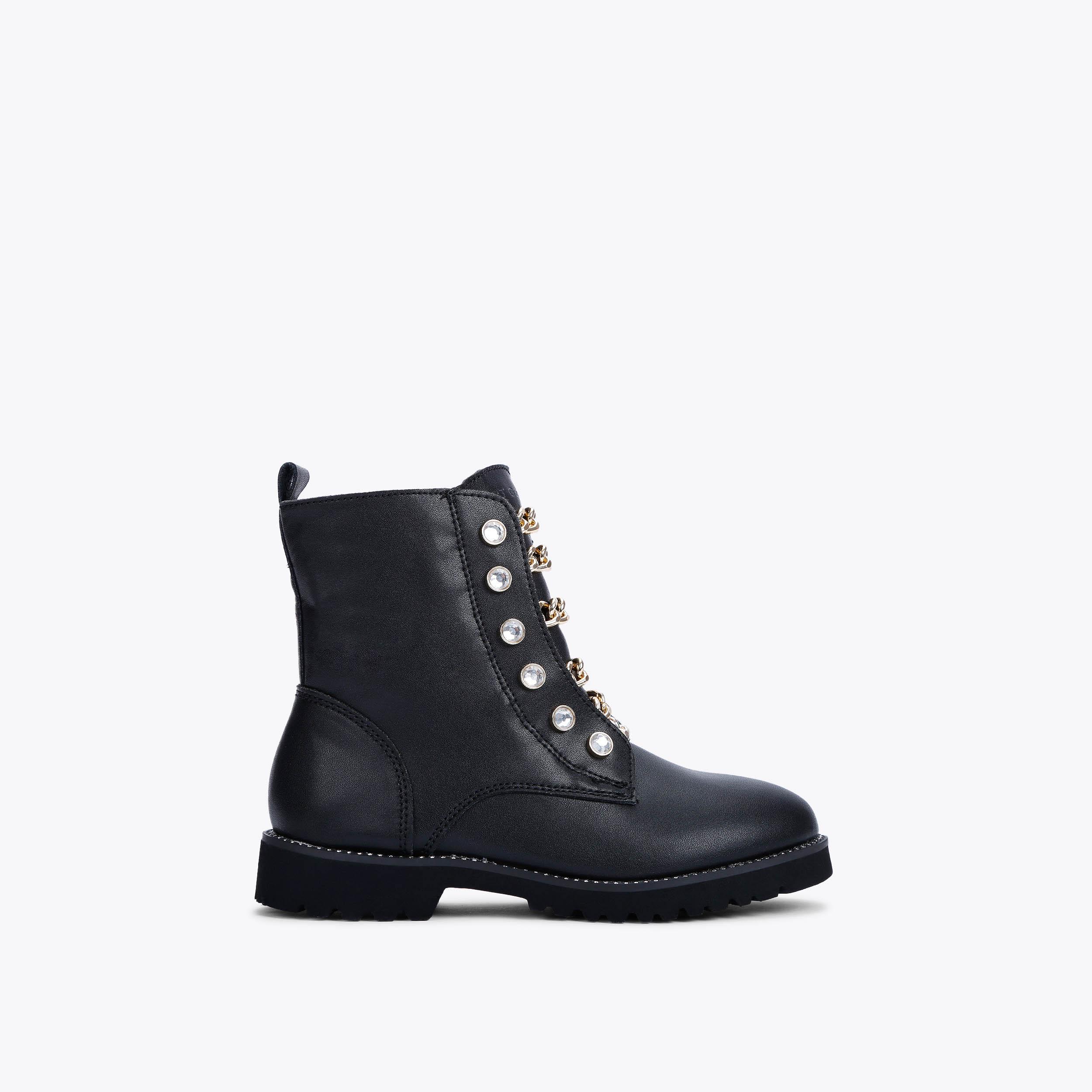 MINI BAX Black Leather Chain Mini Ankle Boot by KURT GEIGER LONDON