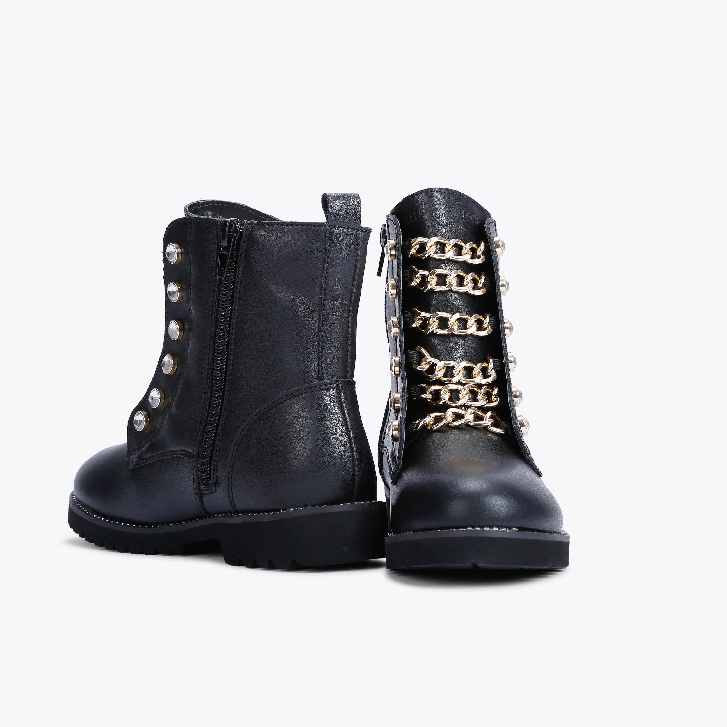 Kurt geiger denny black croc effect hot sale black ankle boots with buckle detail