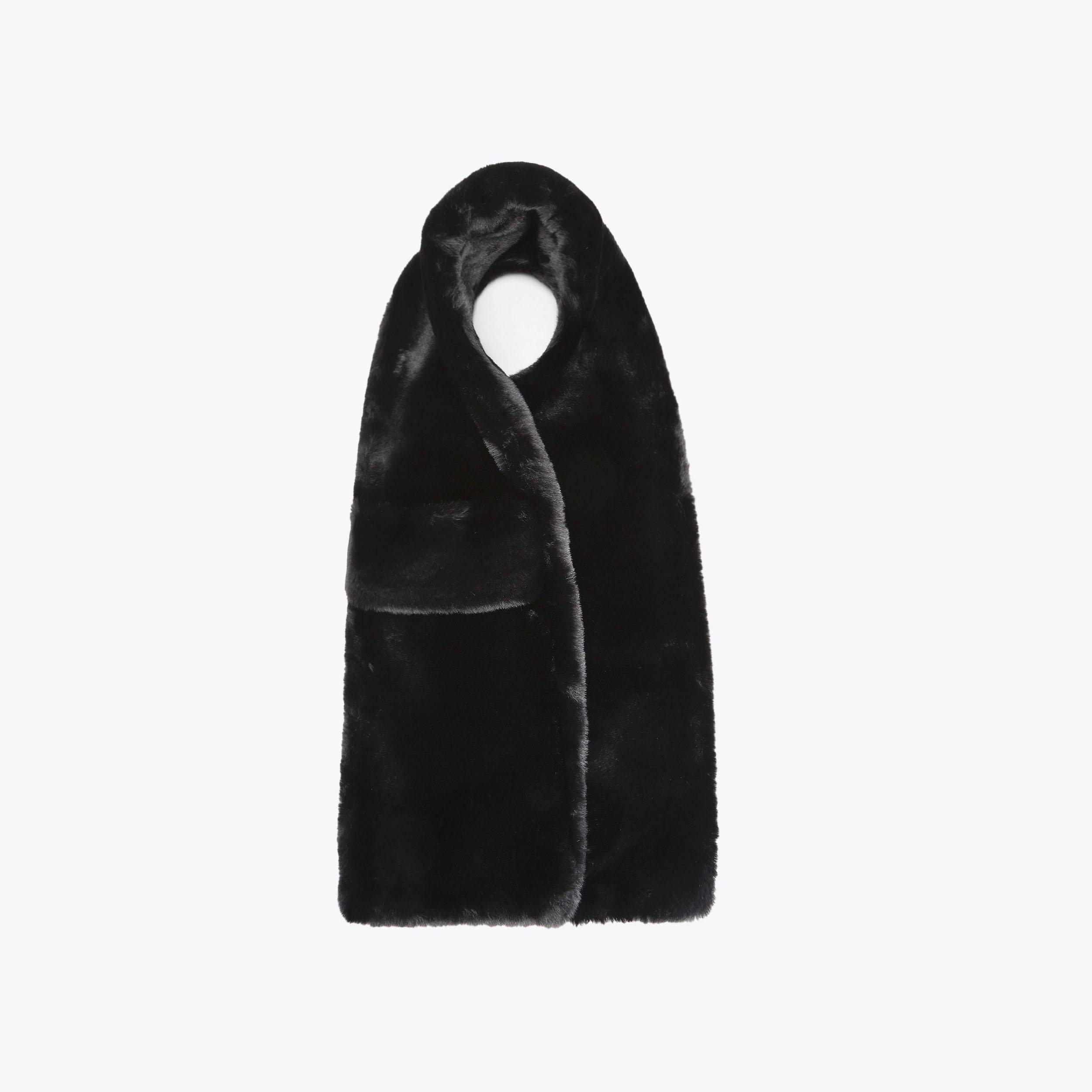 CATPR SCARF FIBERPILE® HH x DCDT BLACK POPPY SCARF Black Faux Fur Scarf by KURT GEIGER LONDON
