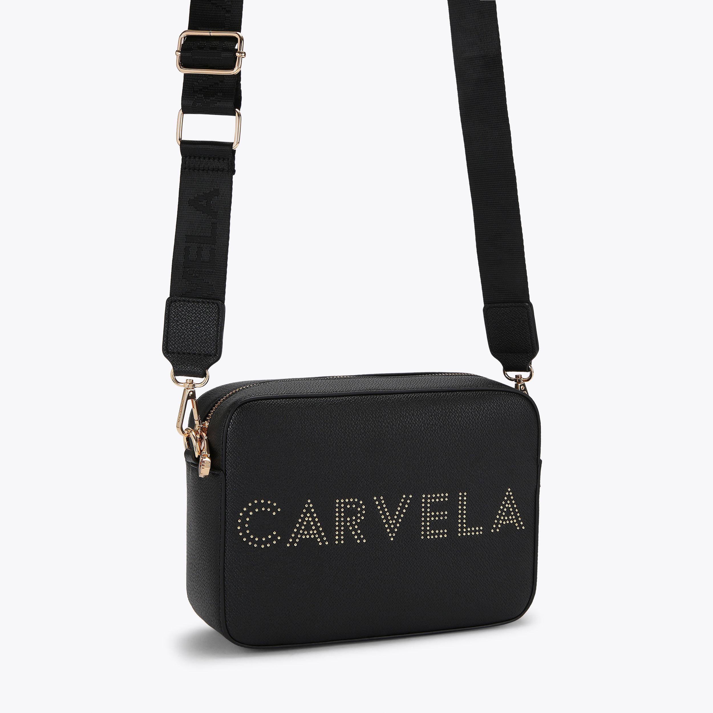 FRAME X BODY Black Studded Cross Body Bag by CARVELA