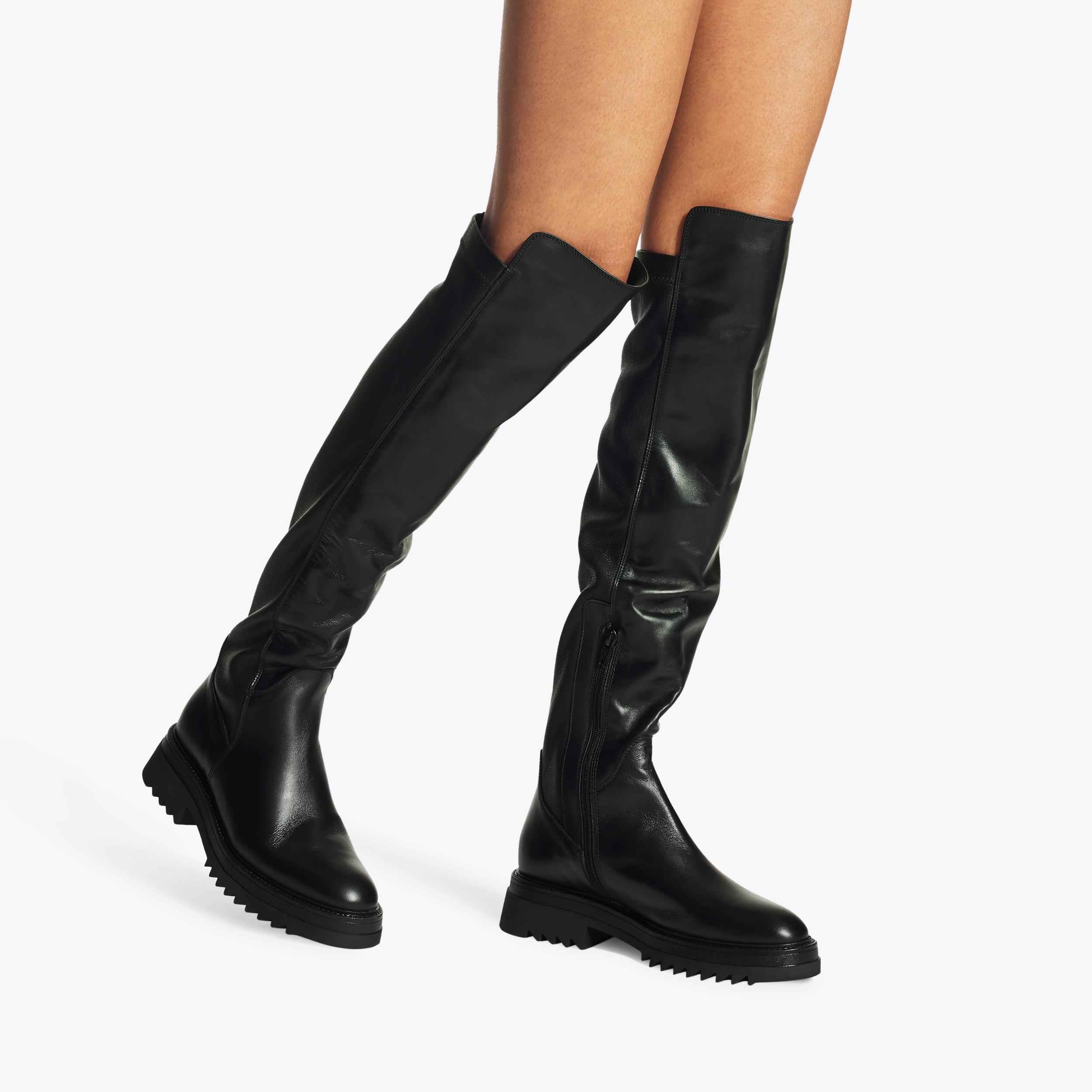 STRONG 50/50 Black Knee High Leather Chelsea Boot by CARVELA