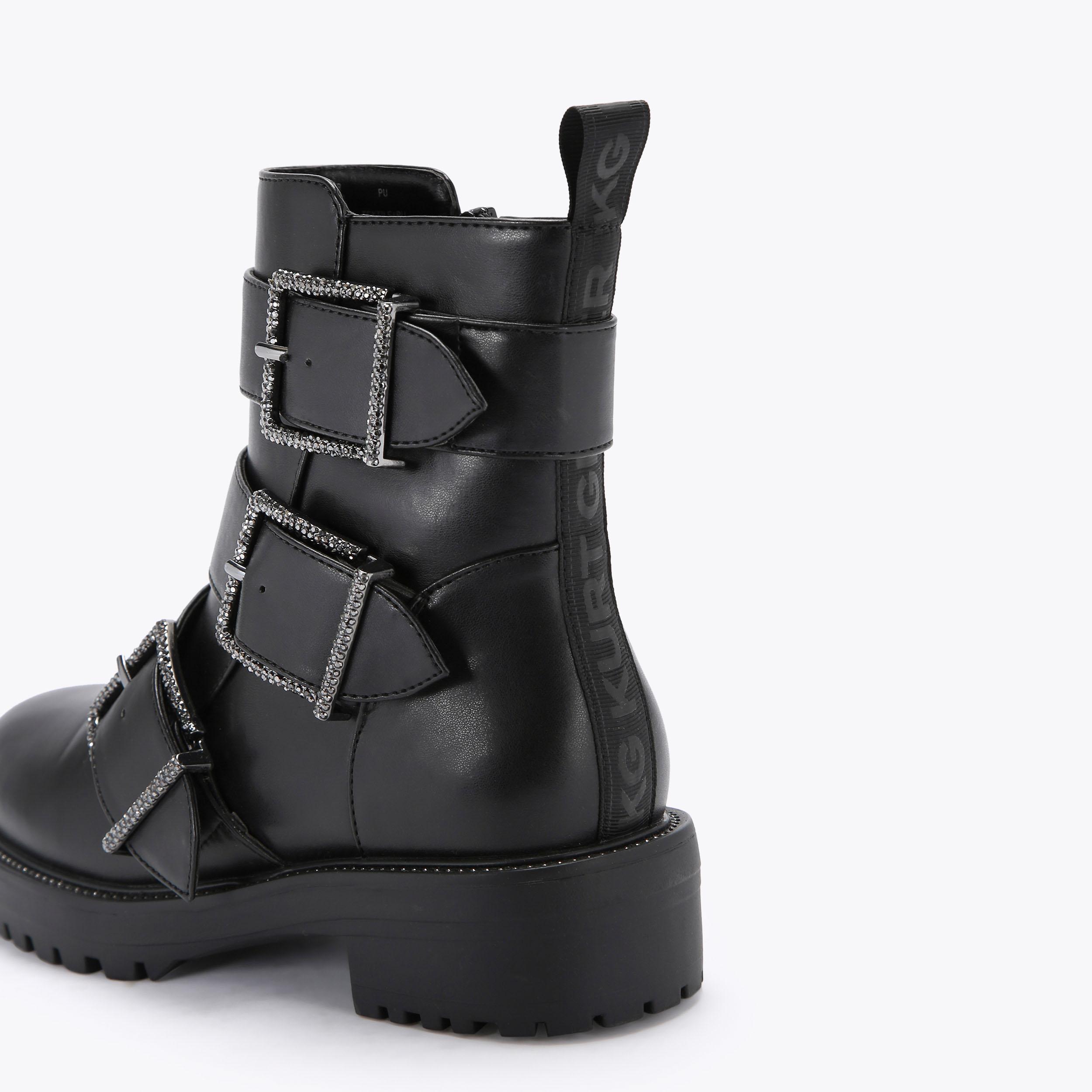 TRIXIE2 Black Buckled Ankle Boots by KG KURT GEIGER
