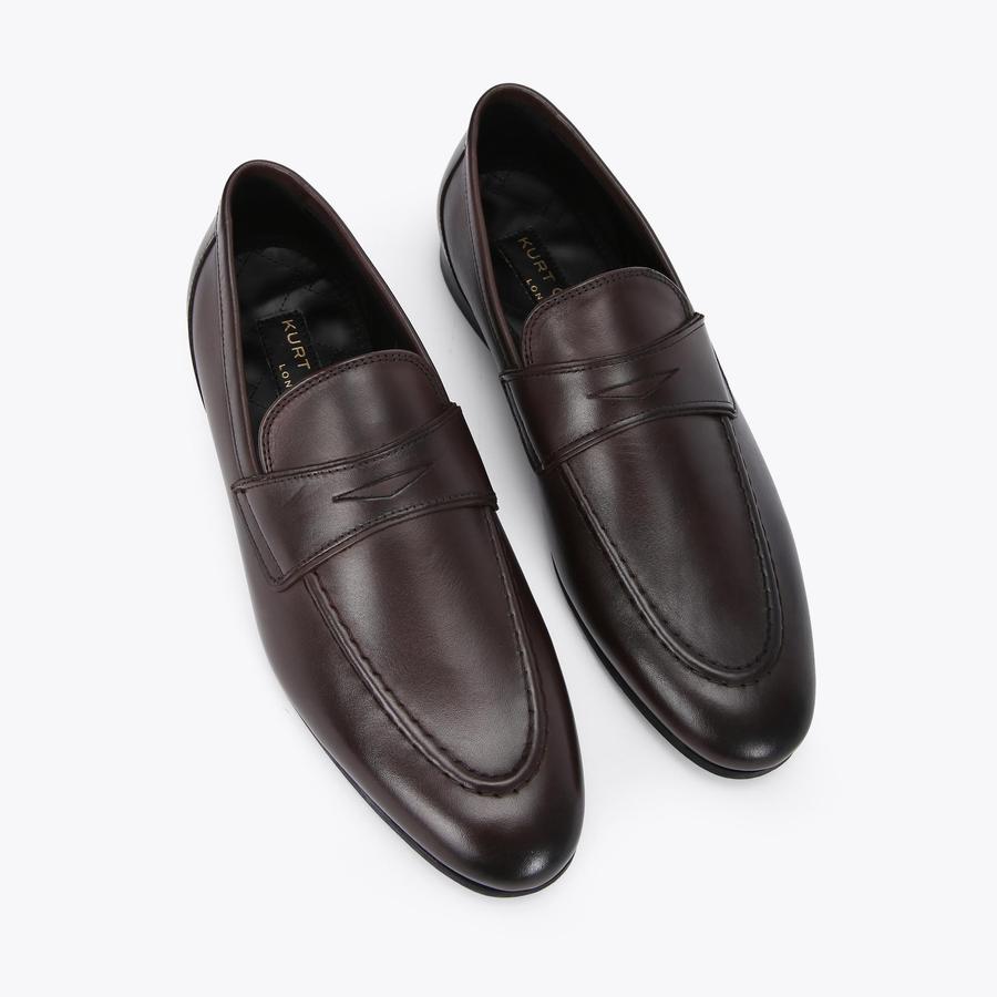 ALISTAIR PENNY Brown Leather Slip On Formal Loafers by KURT GEIGER LONDON