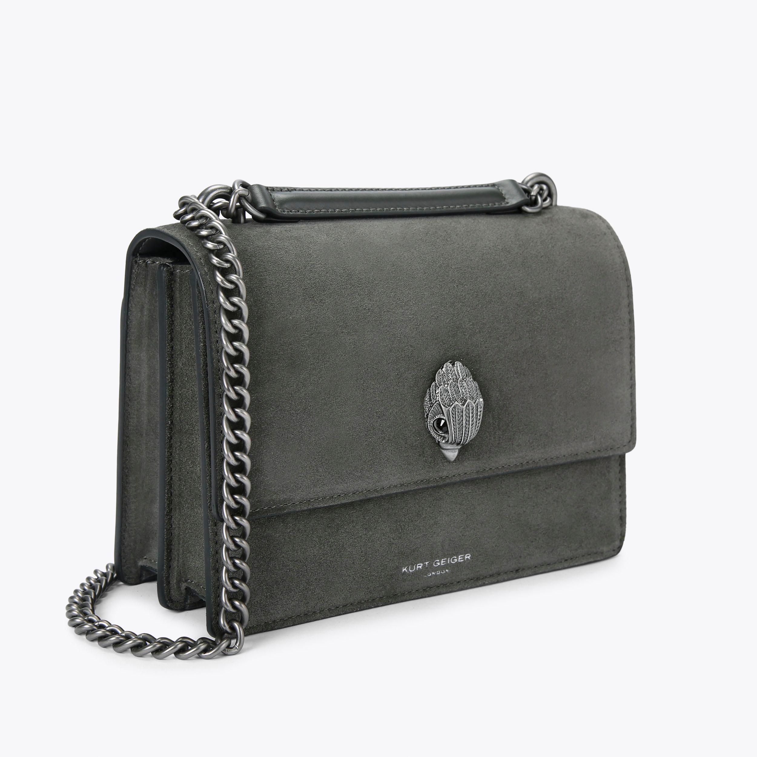 SHOREDITCH CROSS BODY Grey Suede Cross Body Bag by KURT GEIGER LONDON