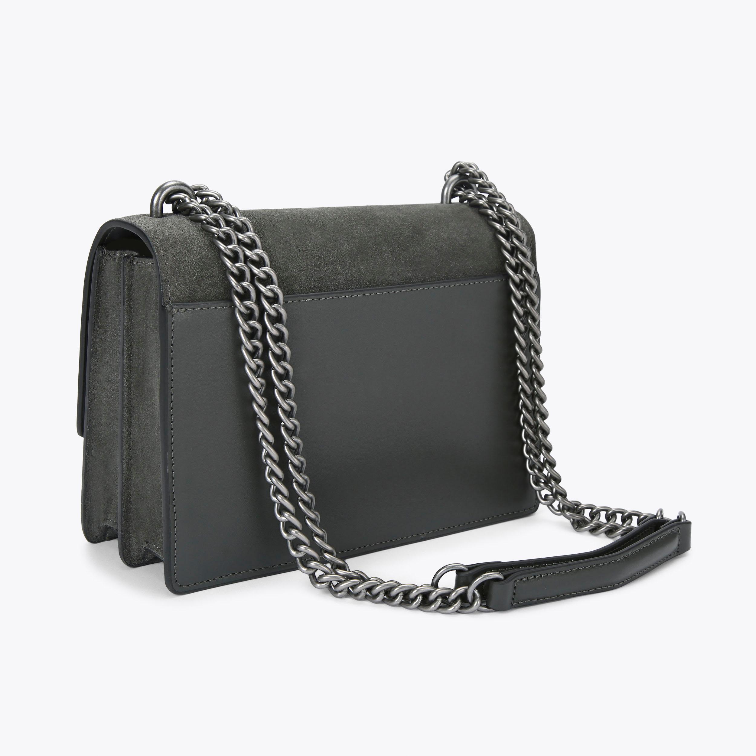 SHOREDITCH CROSS BODY Grey Suede Cross Body Bag by KURT GEIGER LONDON