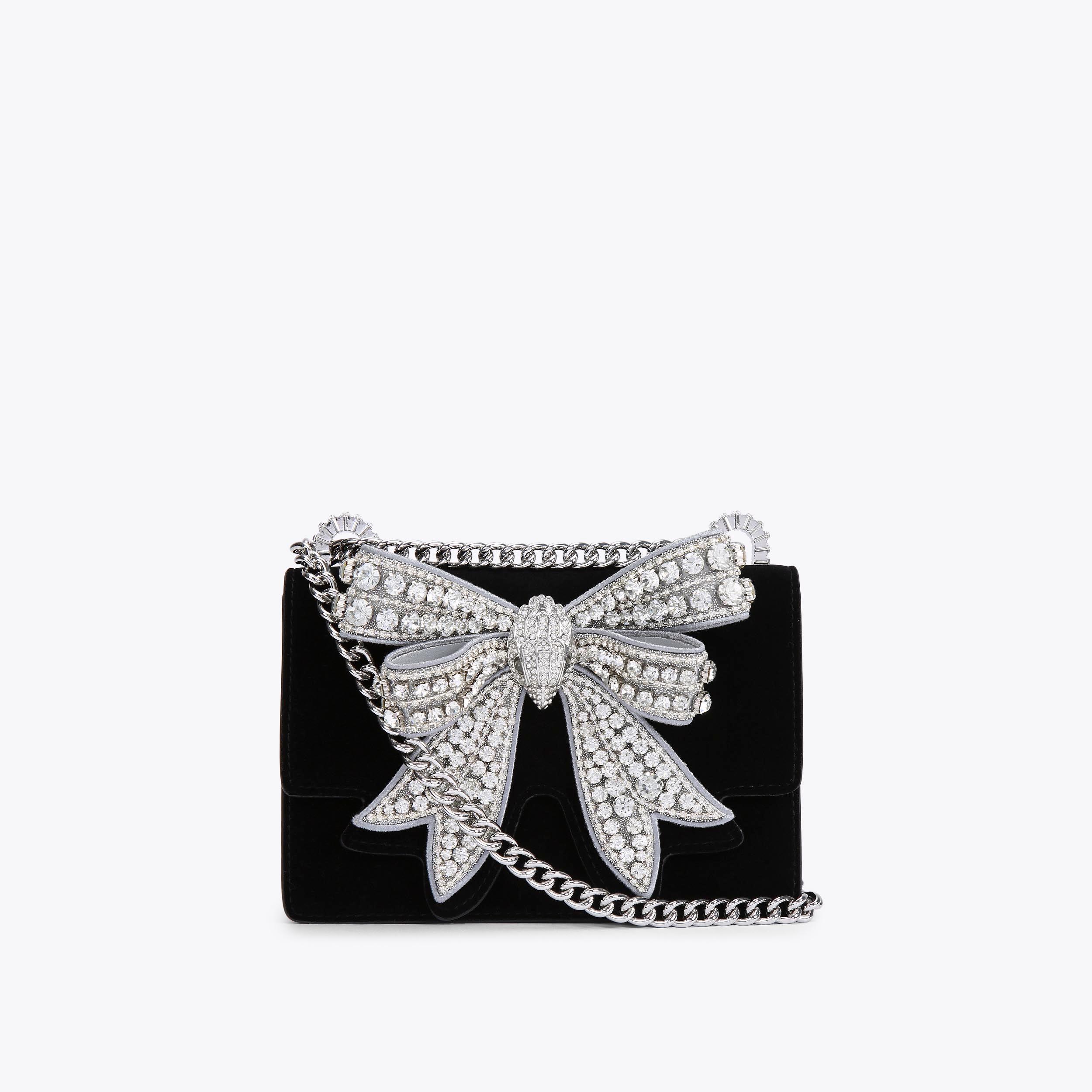 SHOREDITCH SM CROSS BODY Black Velvet Cross Body Bow Bag by KURT GEIGER ...