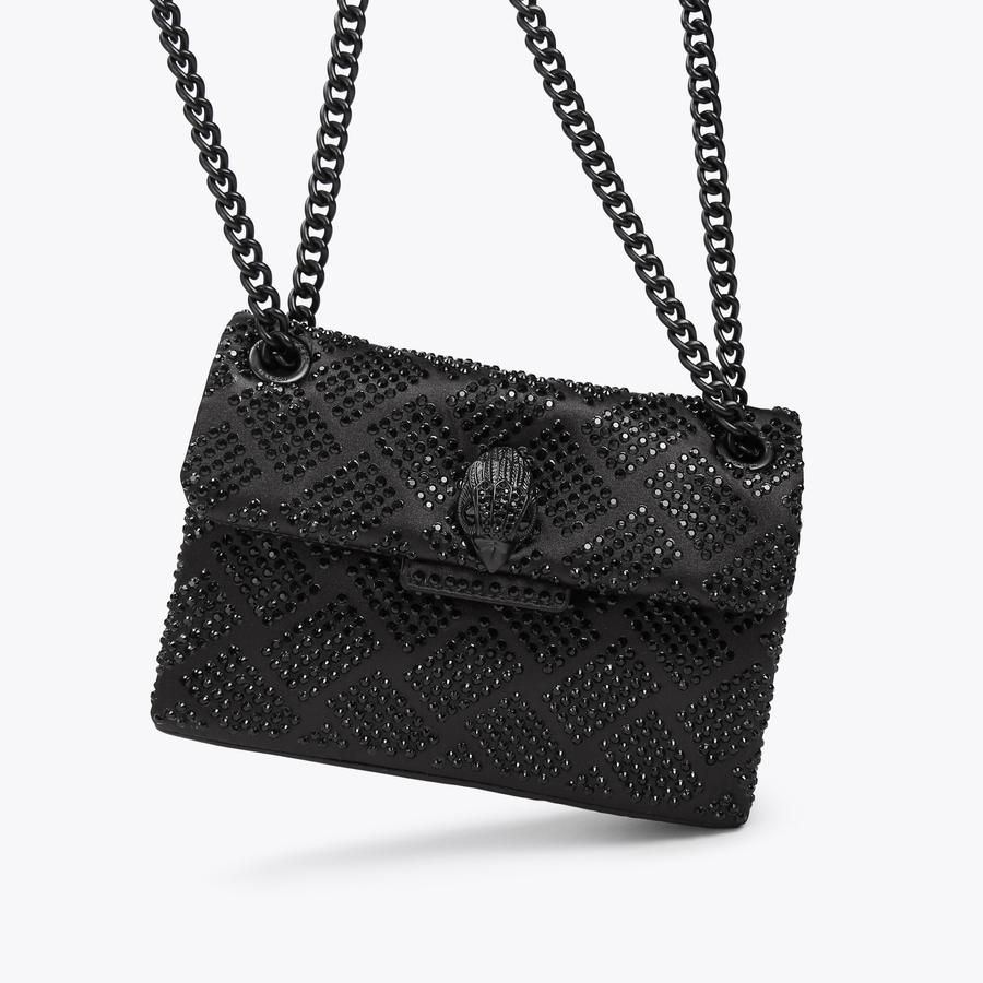 FABRIC MINI KENSINGTON Black Crystal Cross Body Fabric Bag by KURT GEIGER LONDON