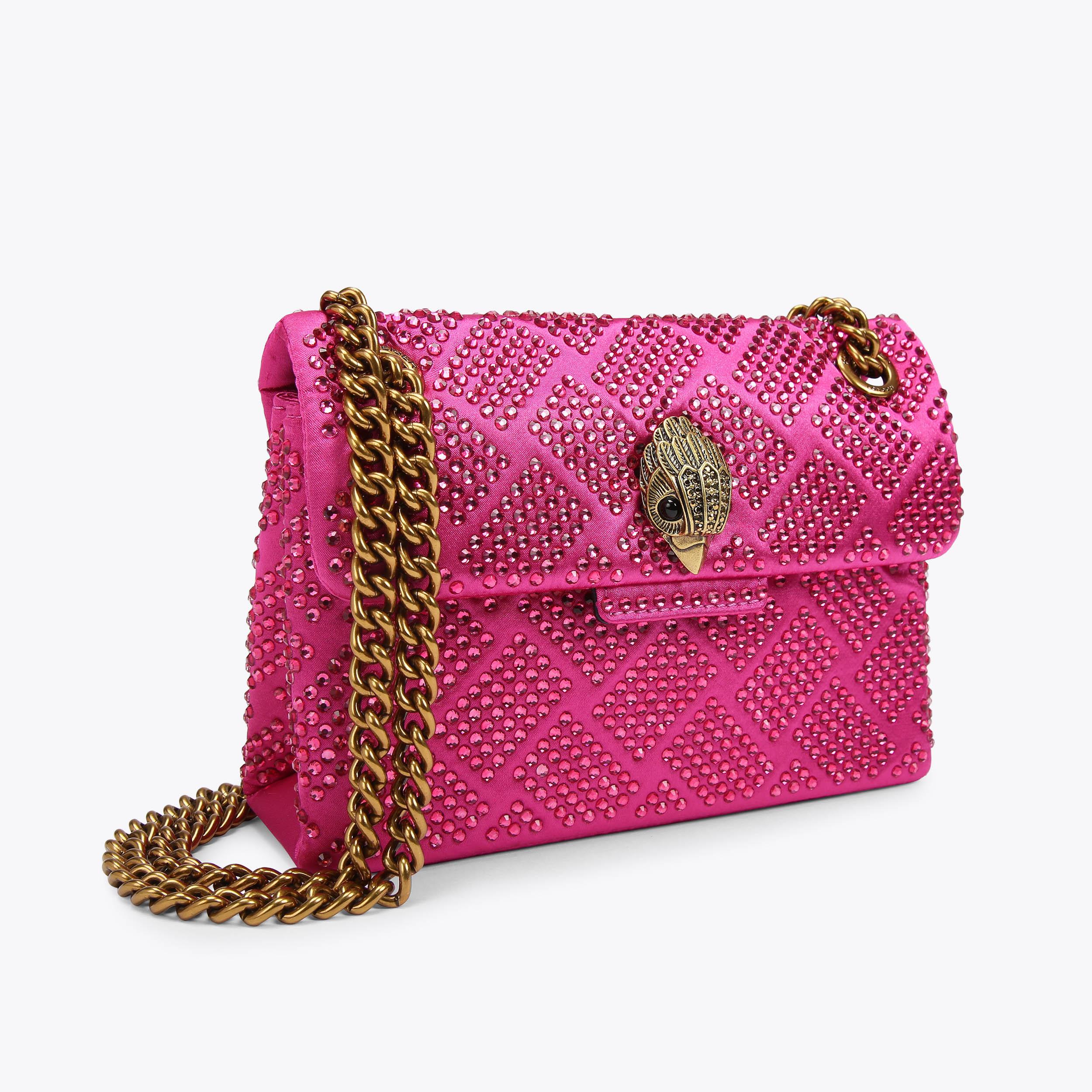 FABRIC MINI KENSINGTON Pink Fabric Crystal Cross Body Mini Bag by KURT GEIGER LONDON